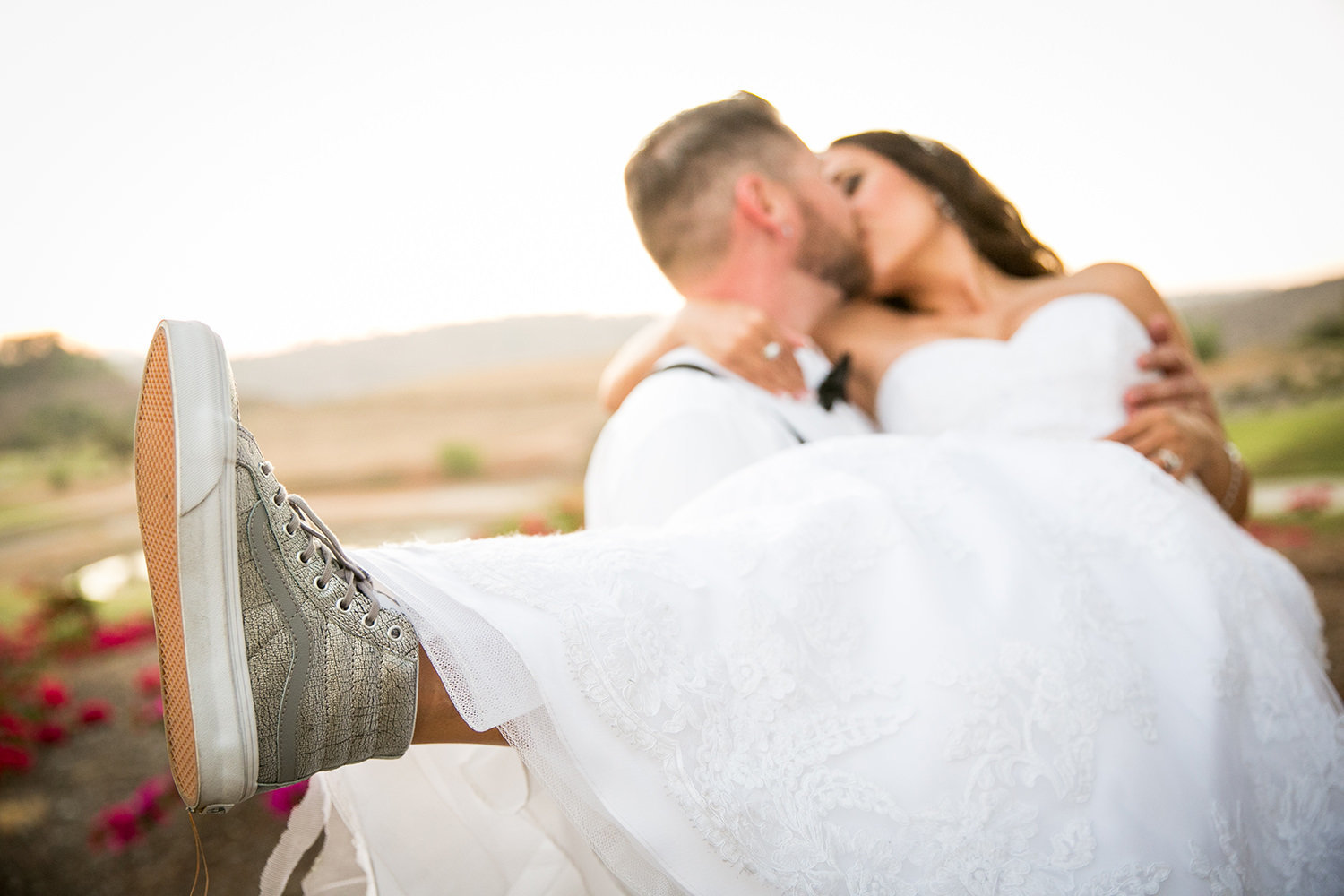 bride with cool converse shoes