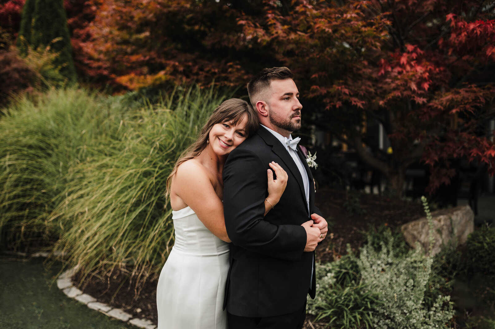 sweet outdoor bridal portraits with bride and groom