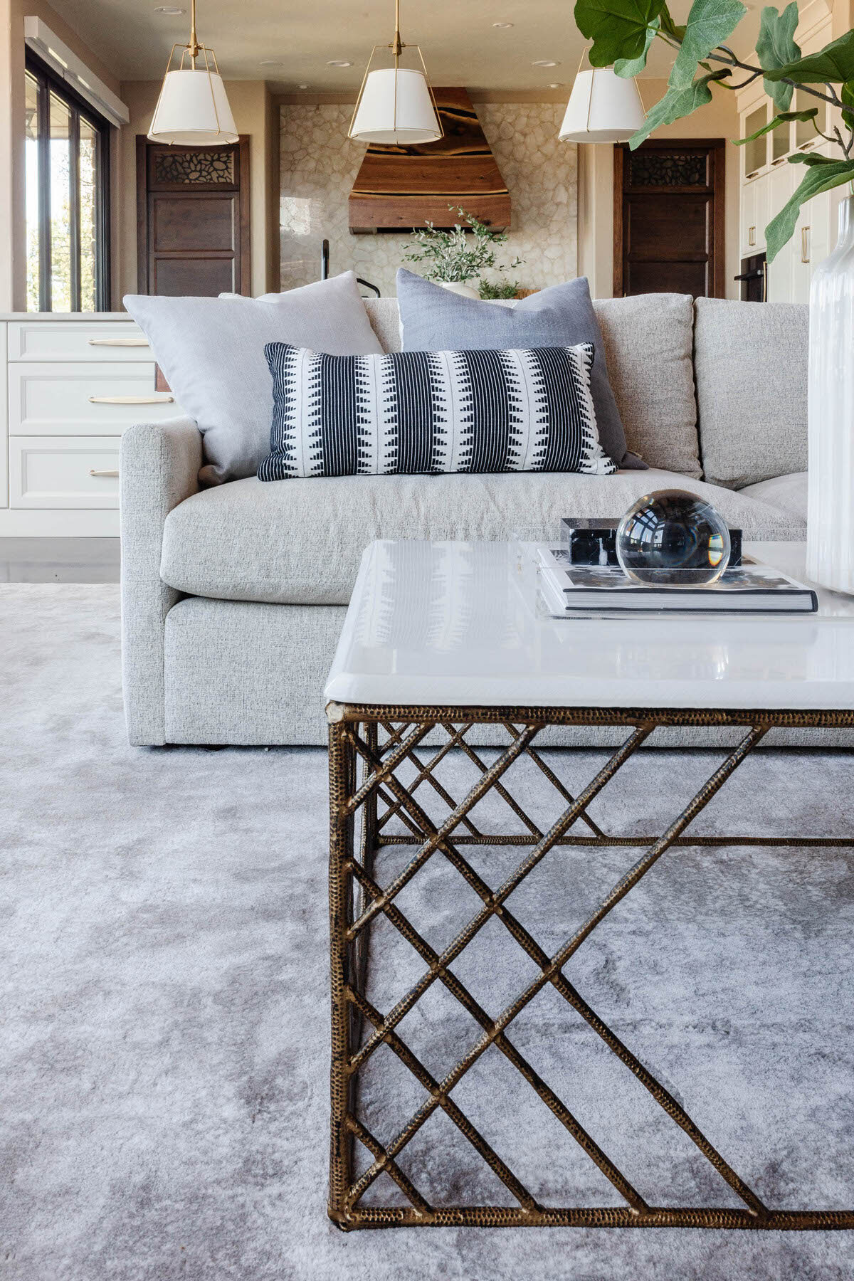 Warm and Luxe Contemporary Glam Transitional Family Room by Peggy Haddad Interiors 48