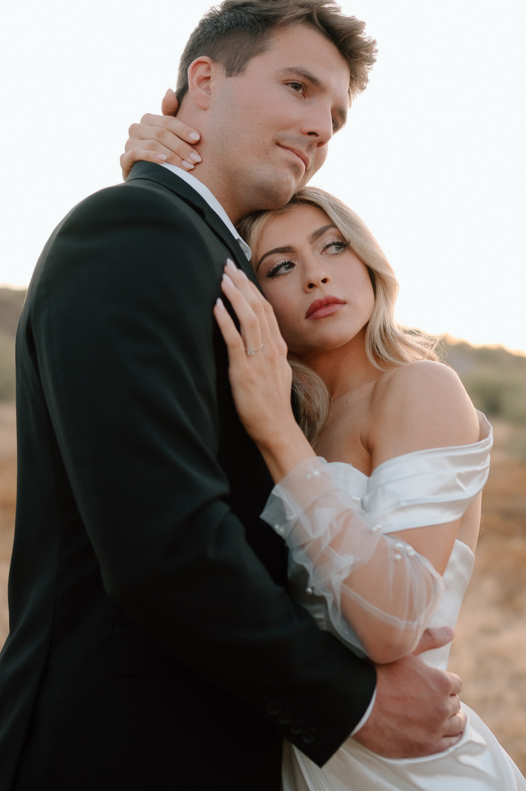 couple holding each other during wedding