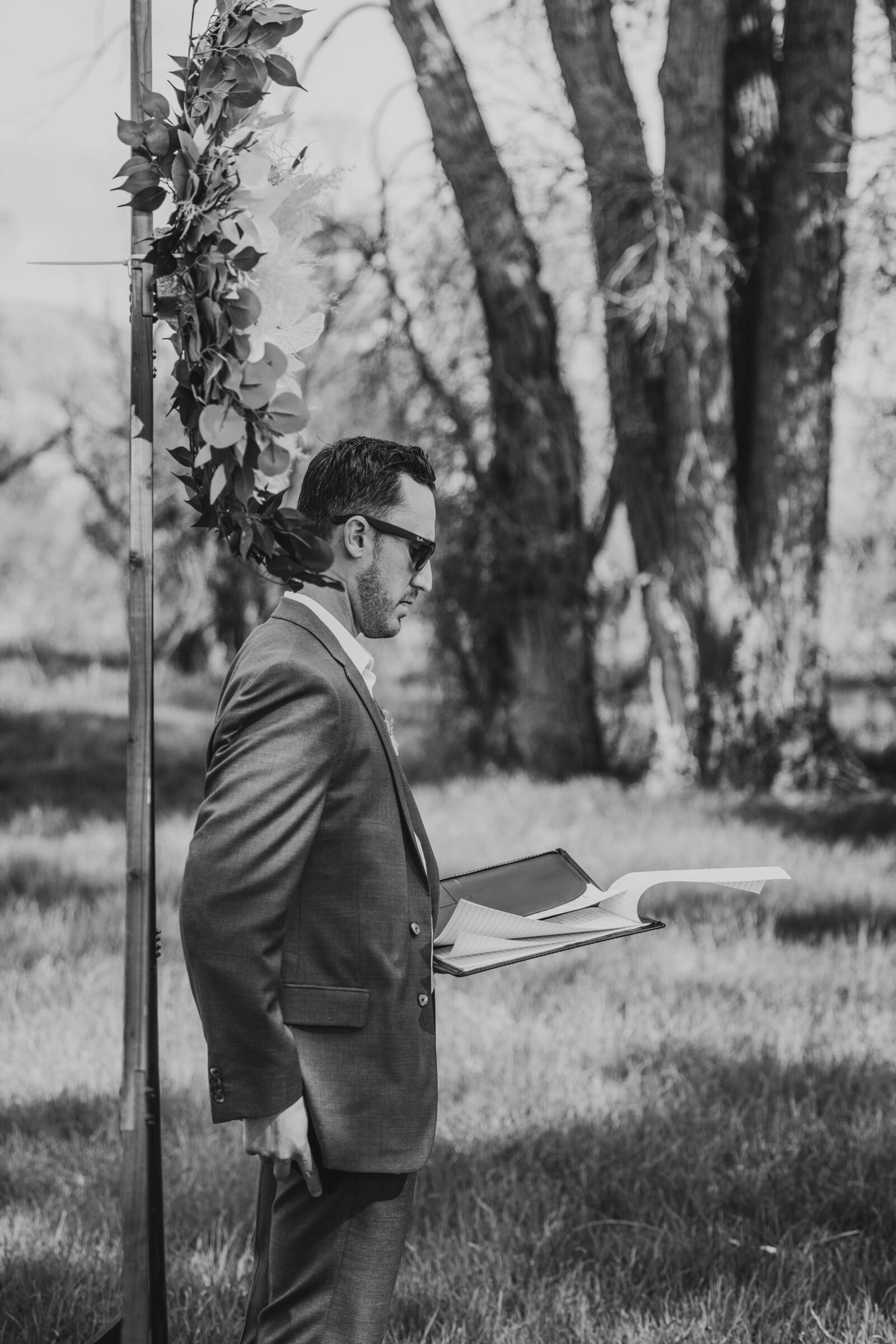 wedding officiant waiting at alter