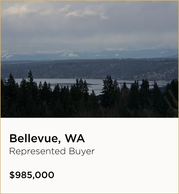 Bellevue, WA $985,000 – Represented Buyer
