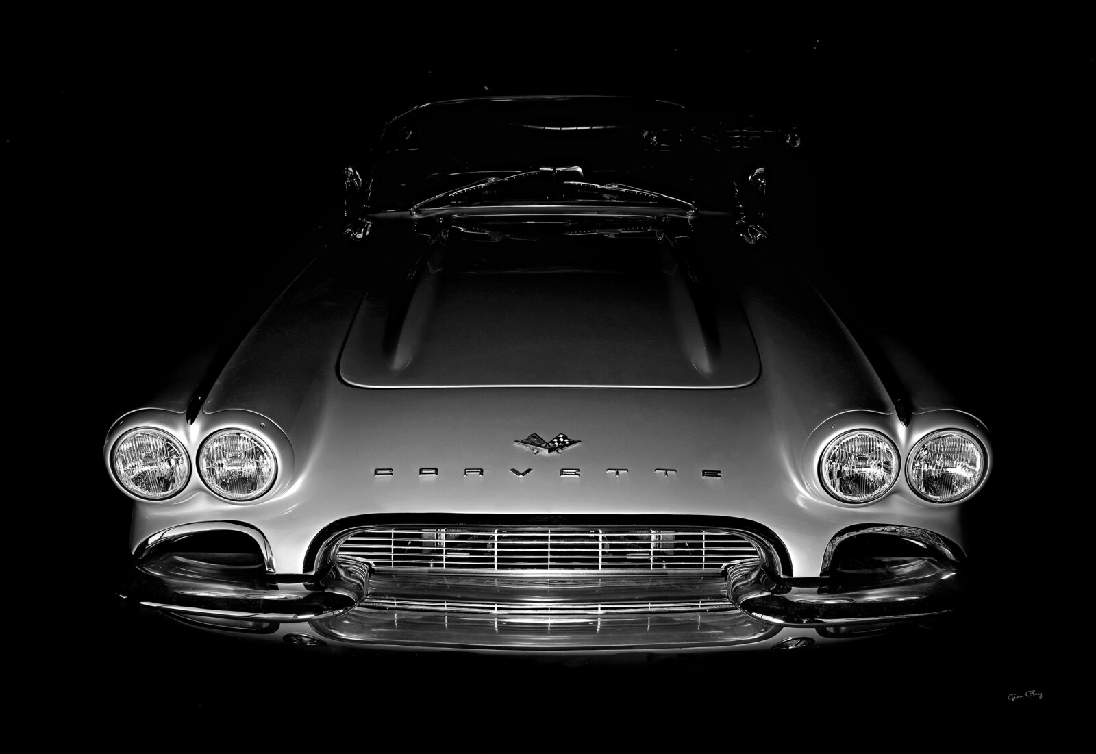 61 Corvette black and white