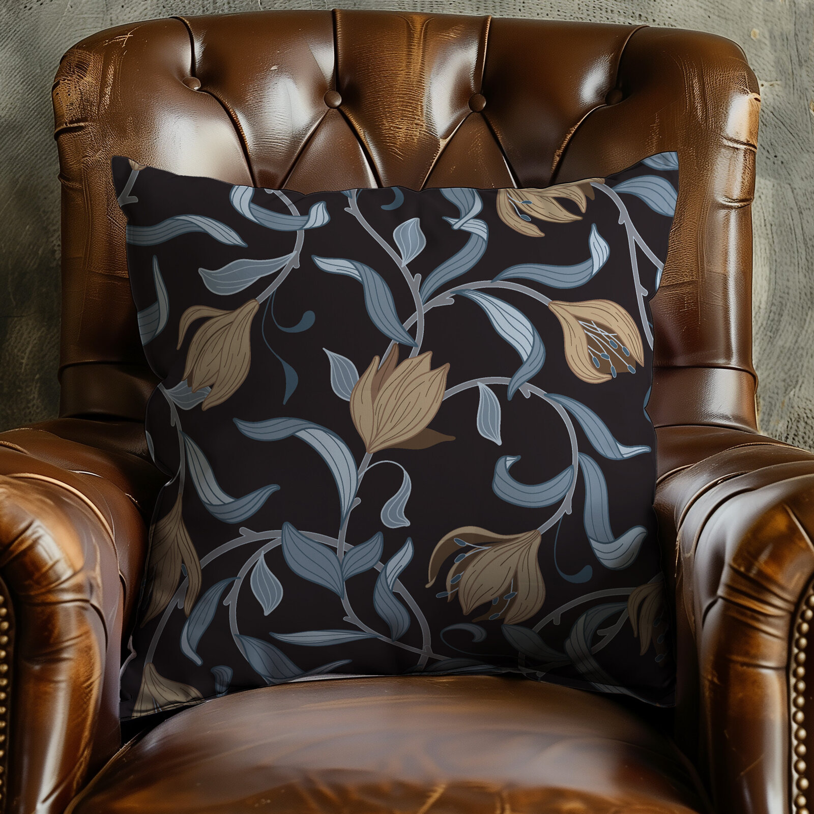 Tulips Pillow Green Acre William Morris repeating surface pattern