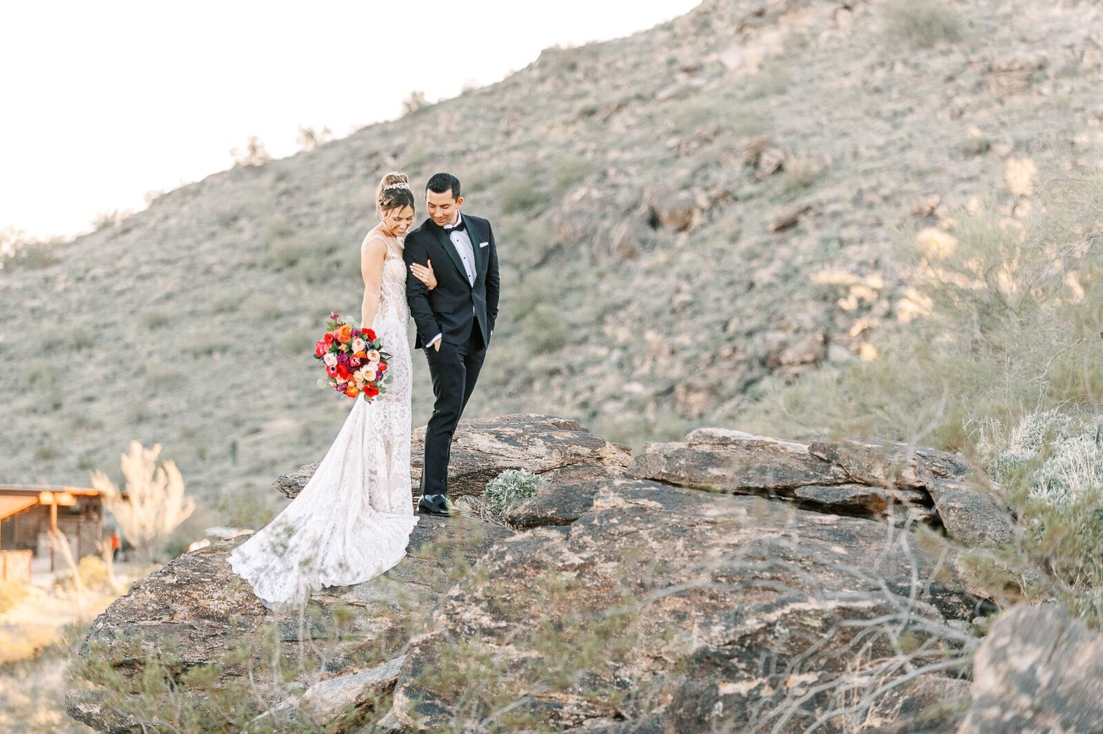 Bride and groom at South Mountain.