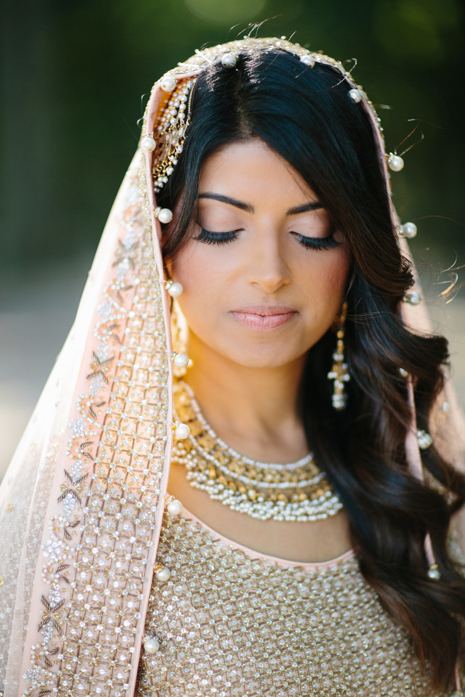 Gorgeous bride on the first day of their two-day Indian American wedding in Philadelphia.