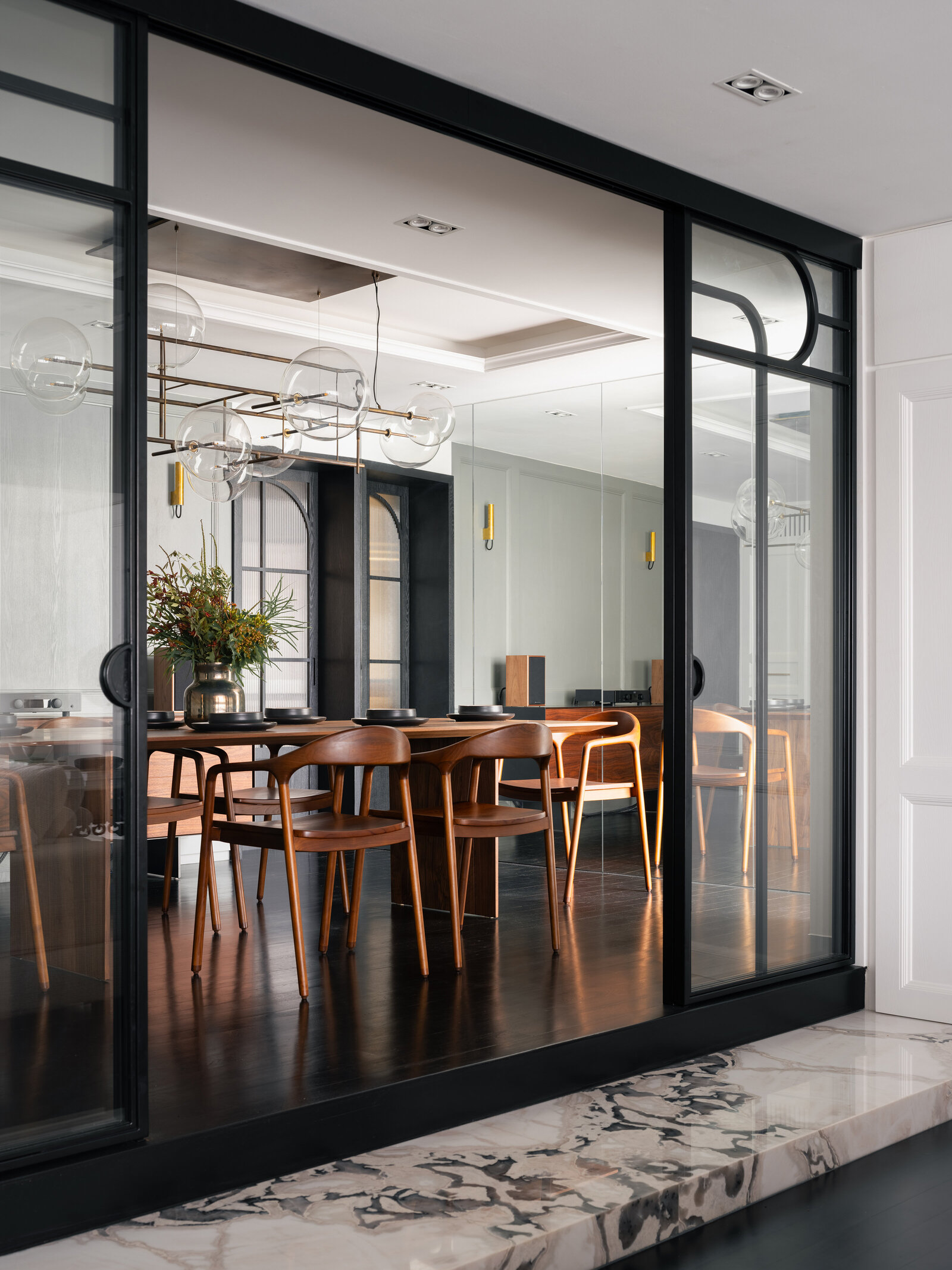 dining area with wooden furniture