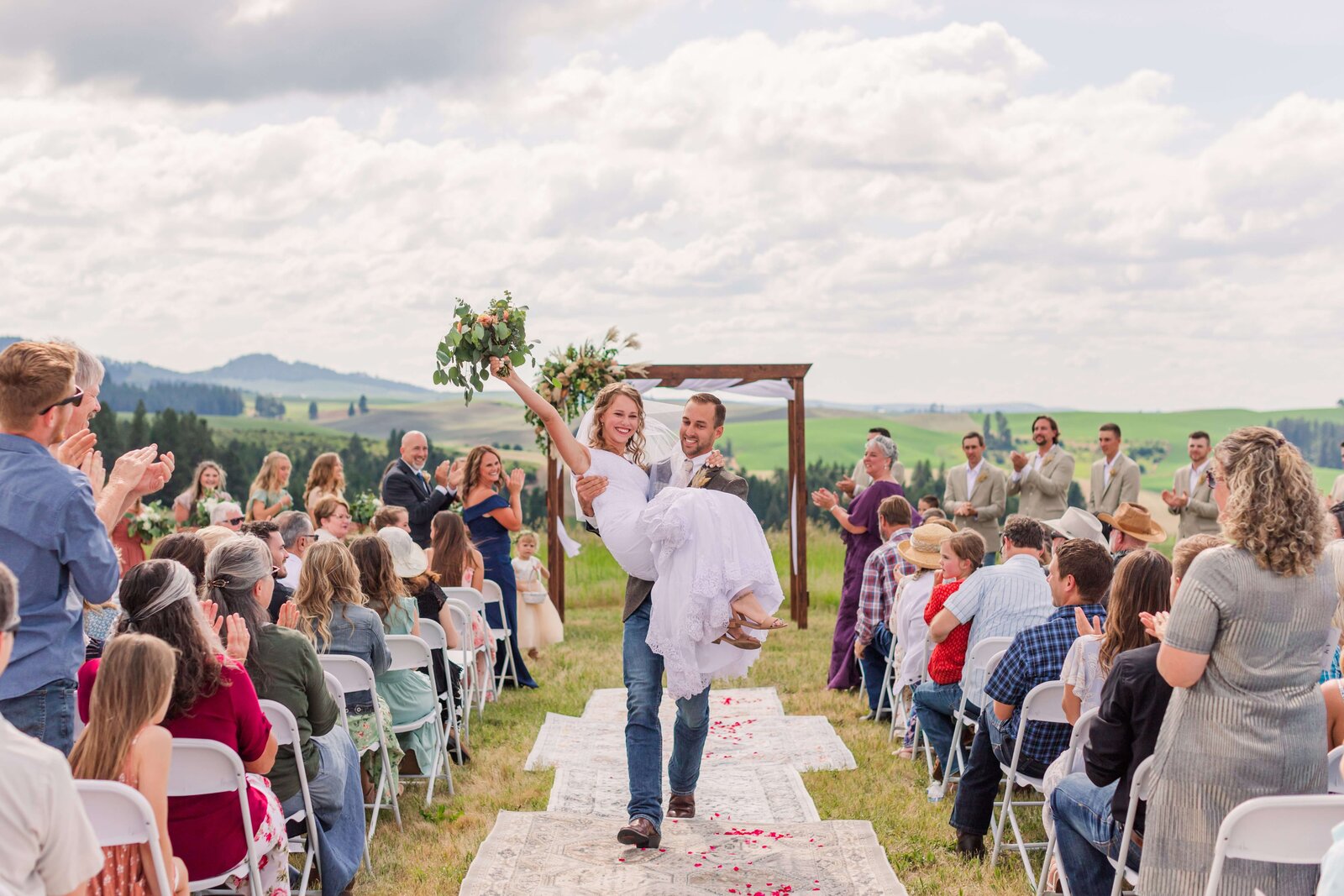 Just Married cheering - Idaho Wedding Ceremony