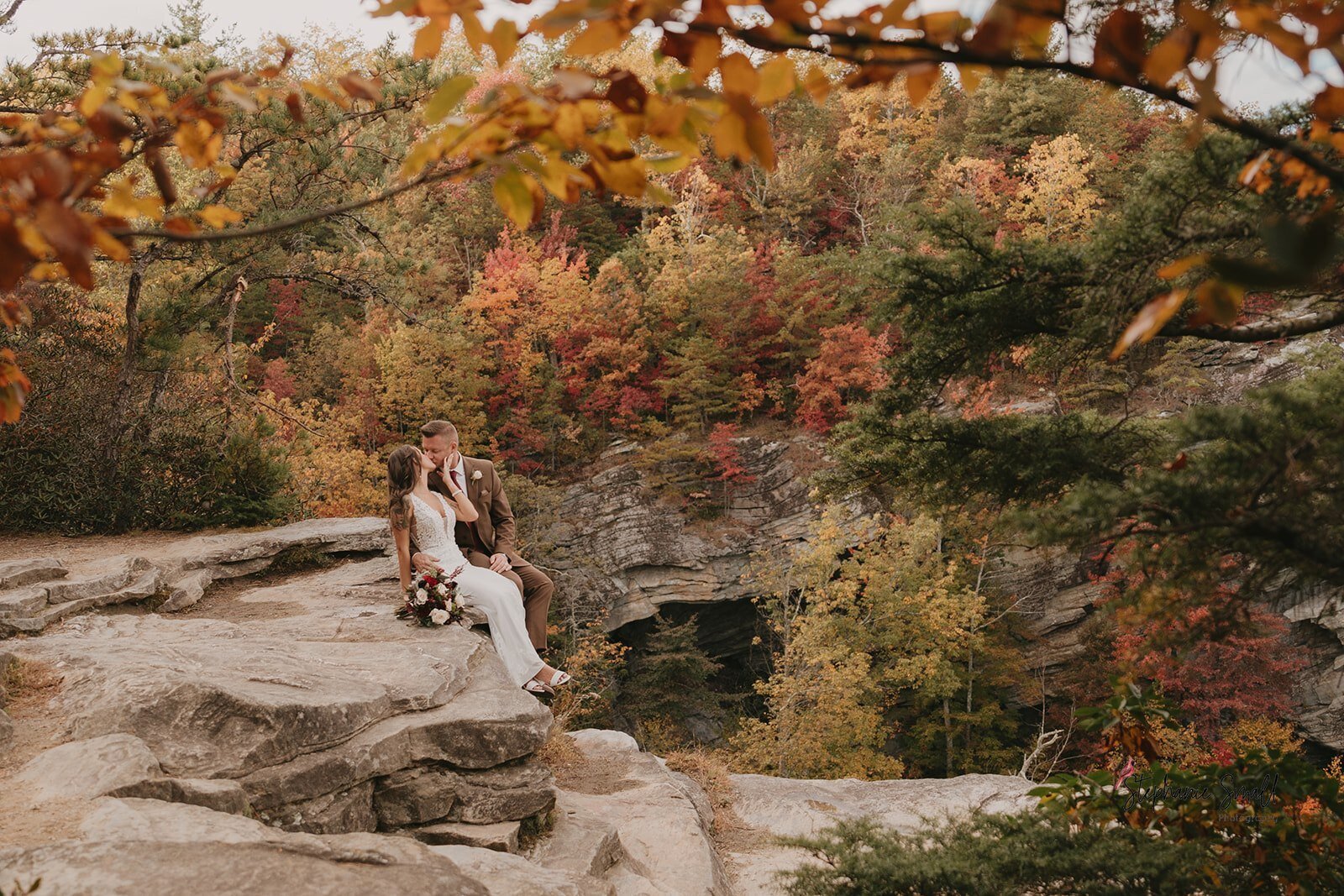 Fall wedding mountain elopement