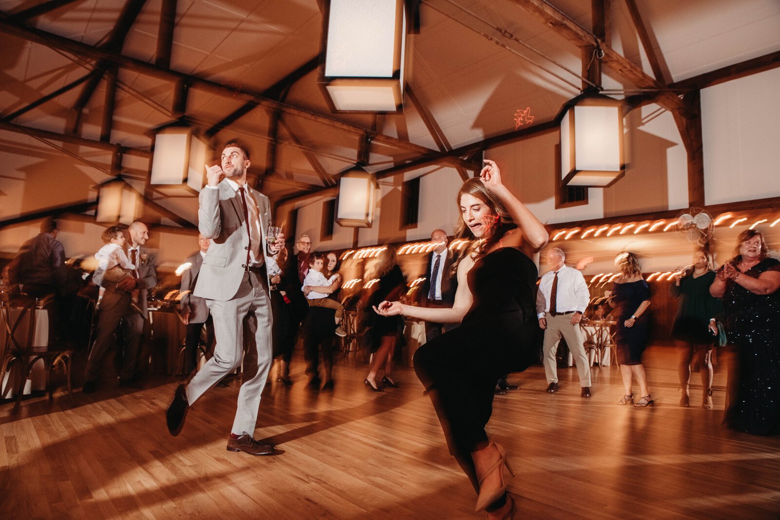 Guests dancing at Columbia Ballroom wedding
