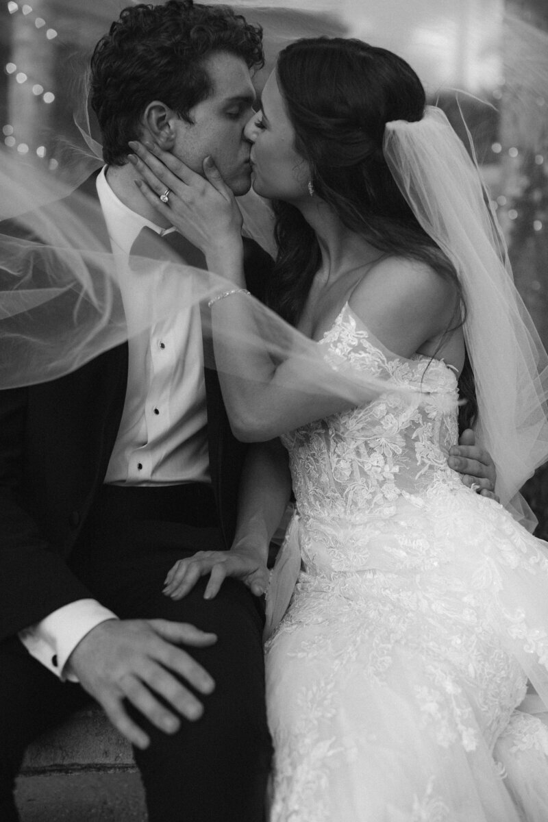 Bride and groom kissing at wedding in fort myers florida