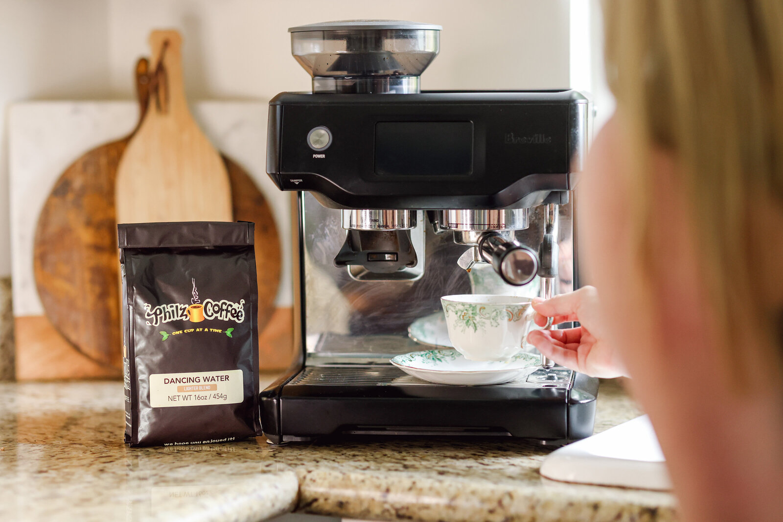 Coffee product photographer home setting lifestyle espresso machine