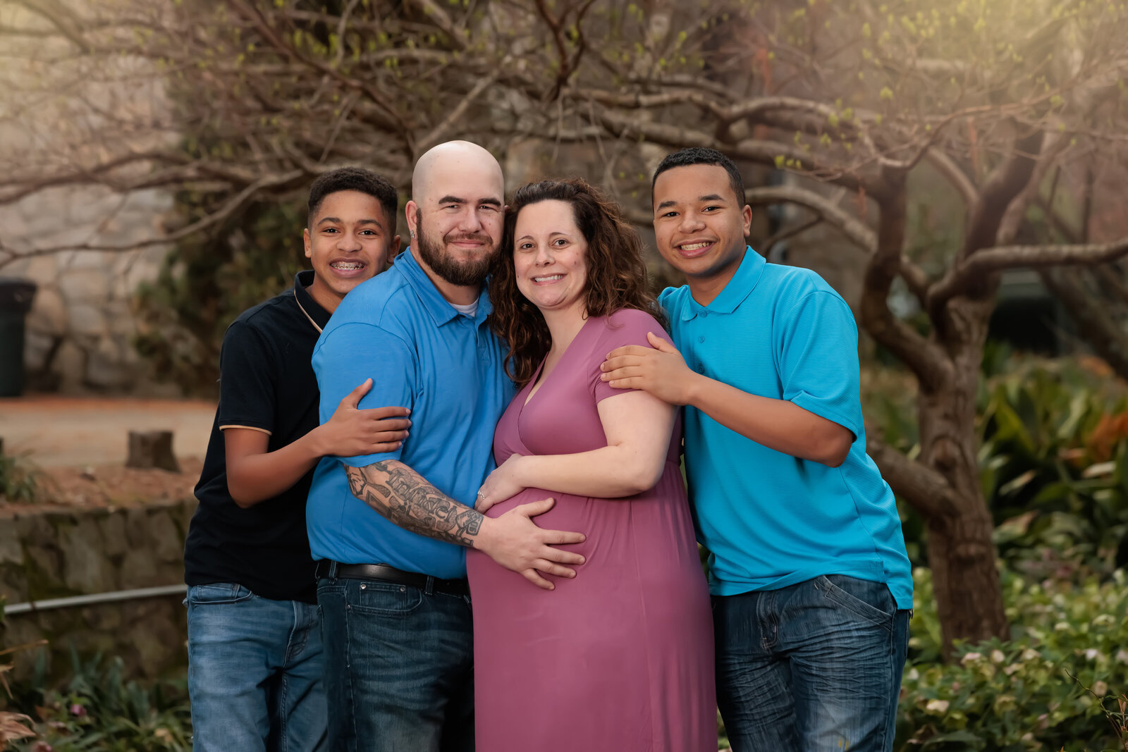 Spring Family portraits at Raleigh Rose Garden.