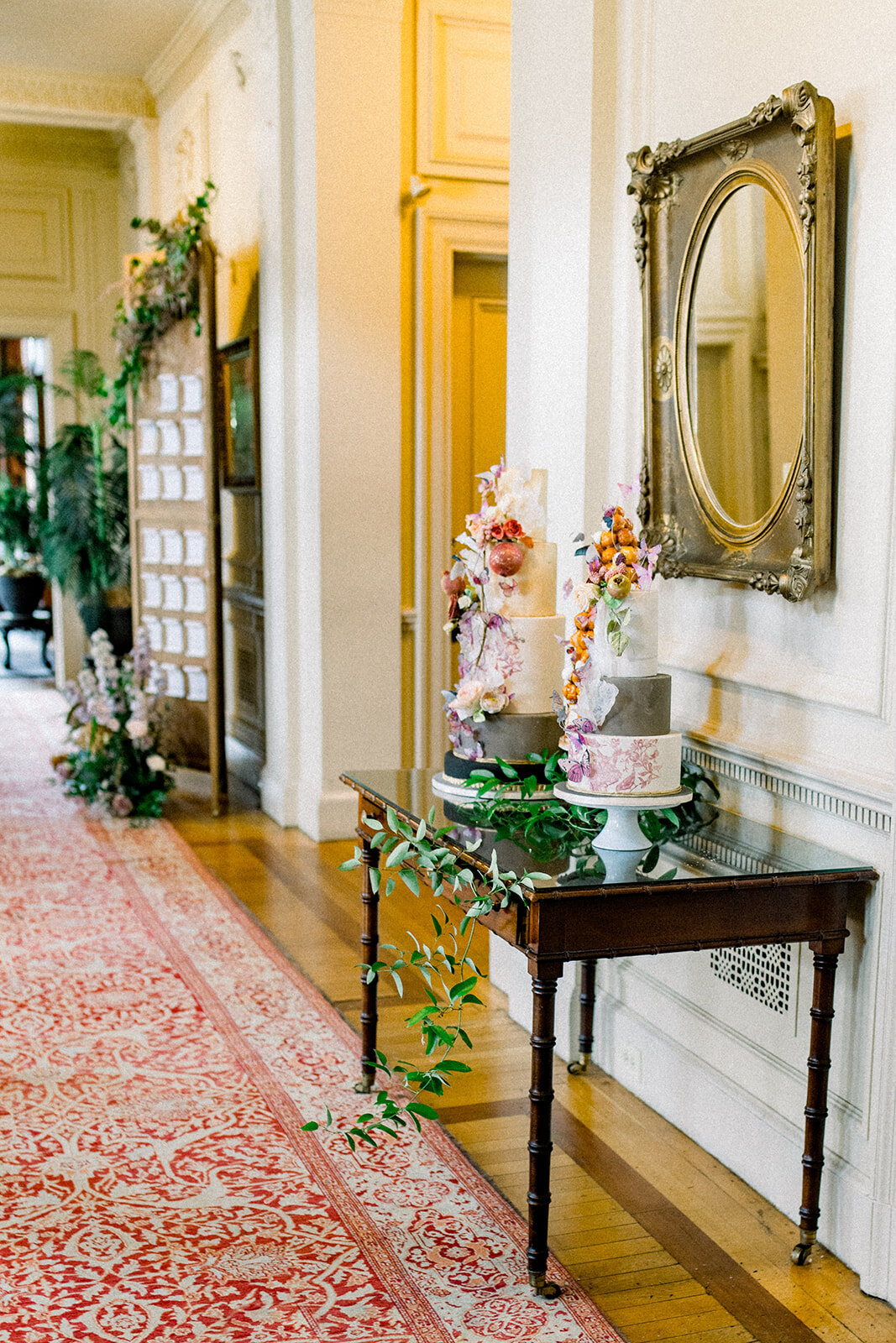 A beautifully arranged wedding reception setup at the elegant Filoli Estate in Woodside, California, perfect for a luxurious celebration.