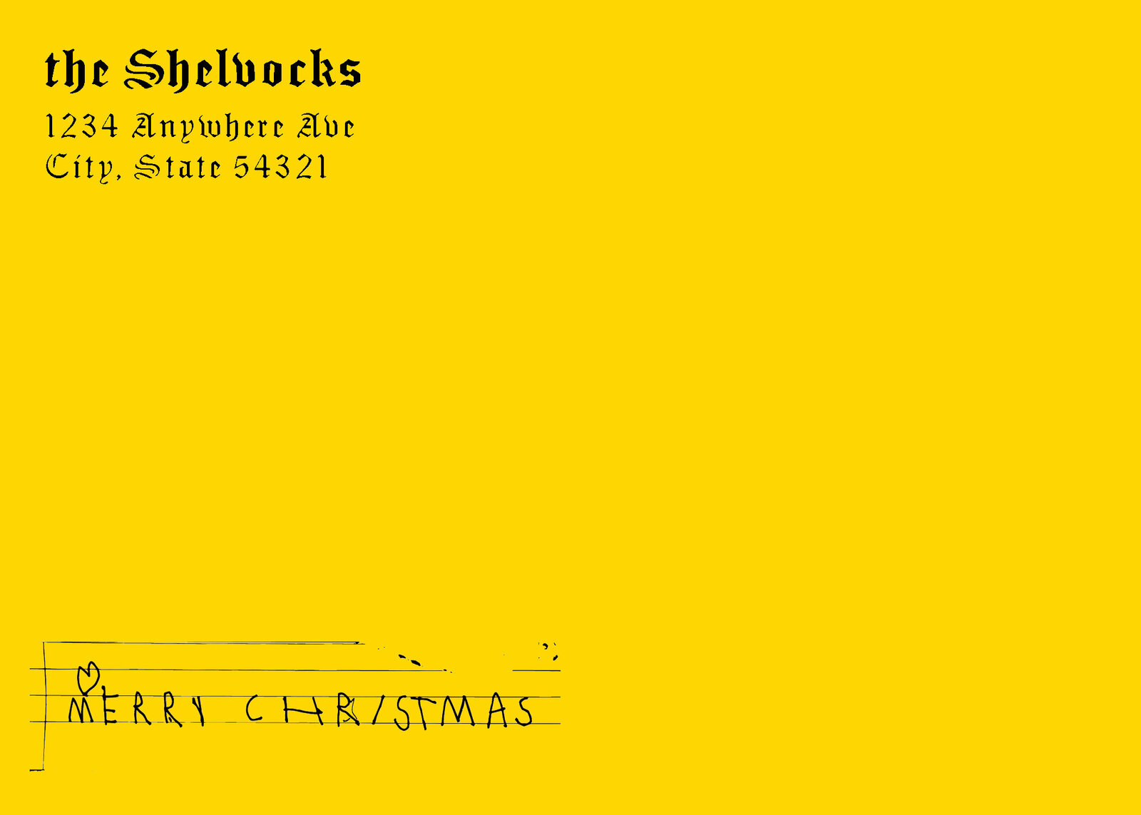 Shelvock Christmas 2023 envelope yellow