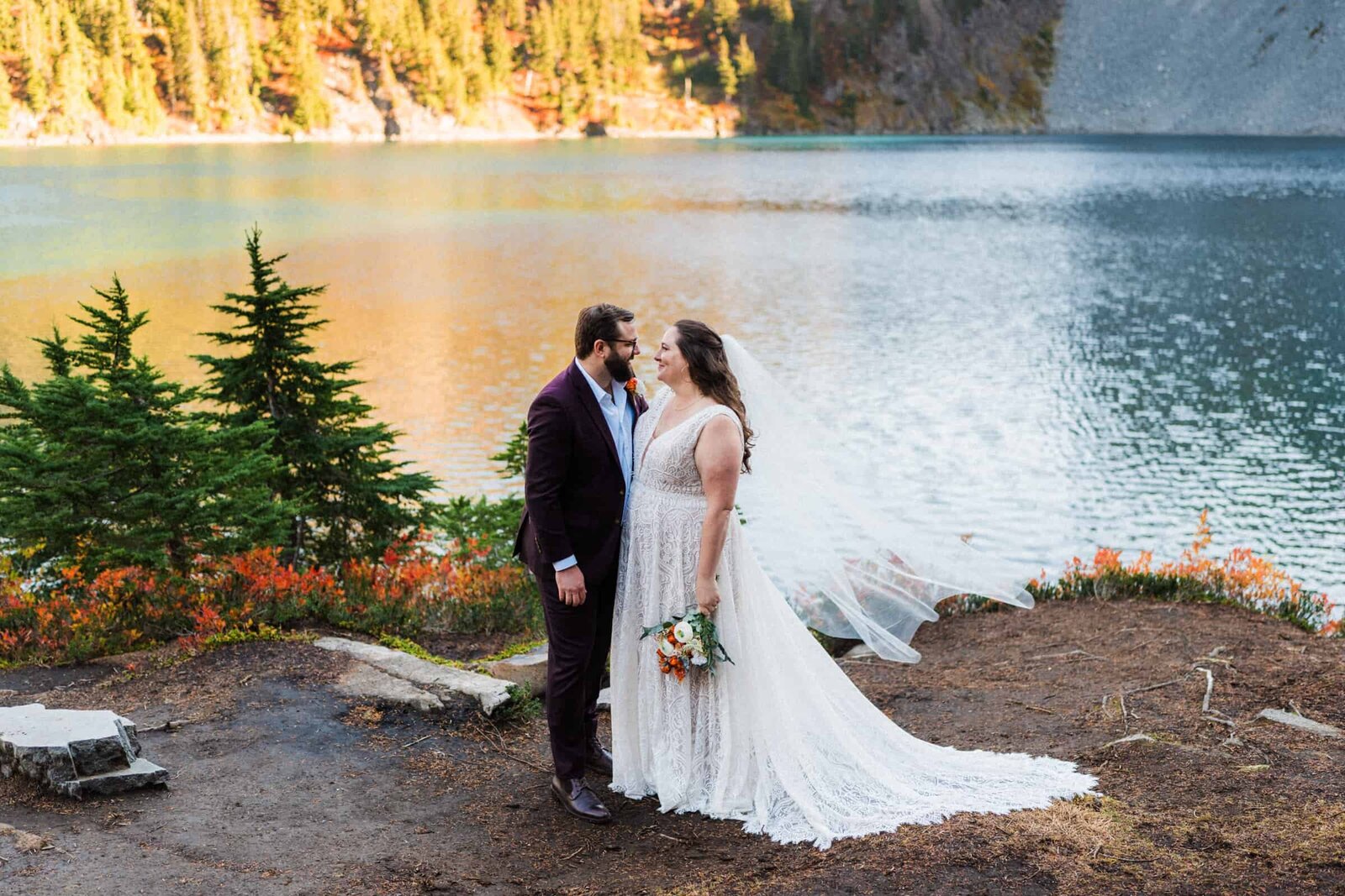 Alpine Lake bridal portrait