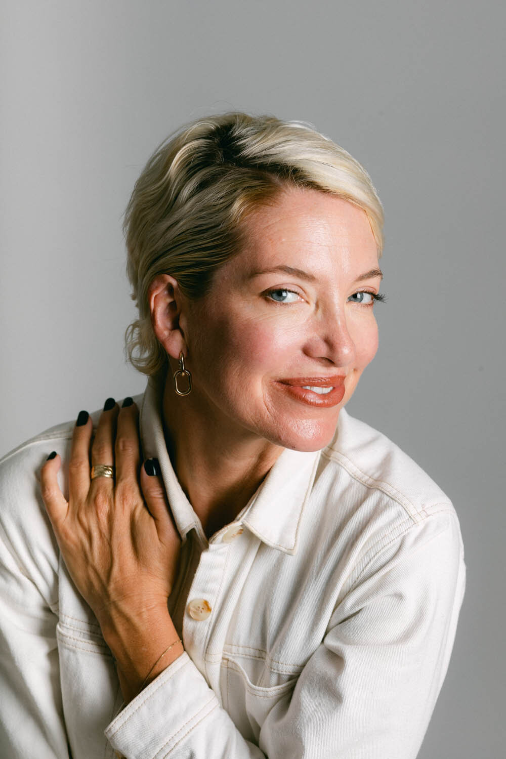 Business owner publicity photo taken in studio