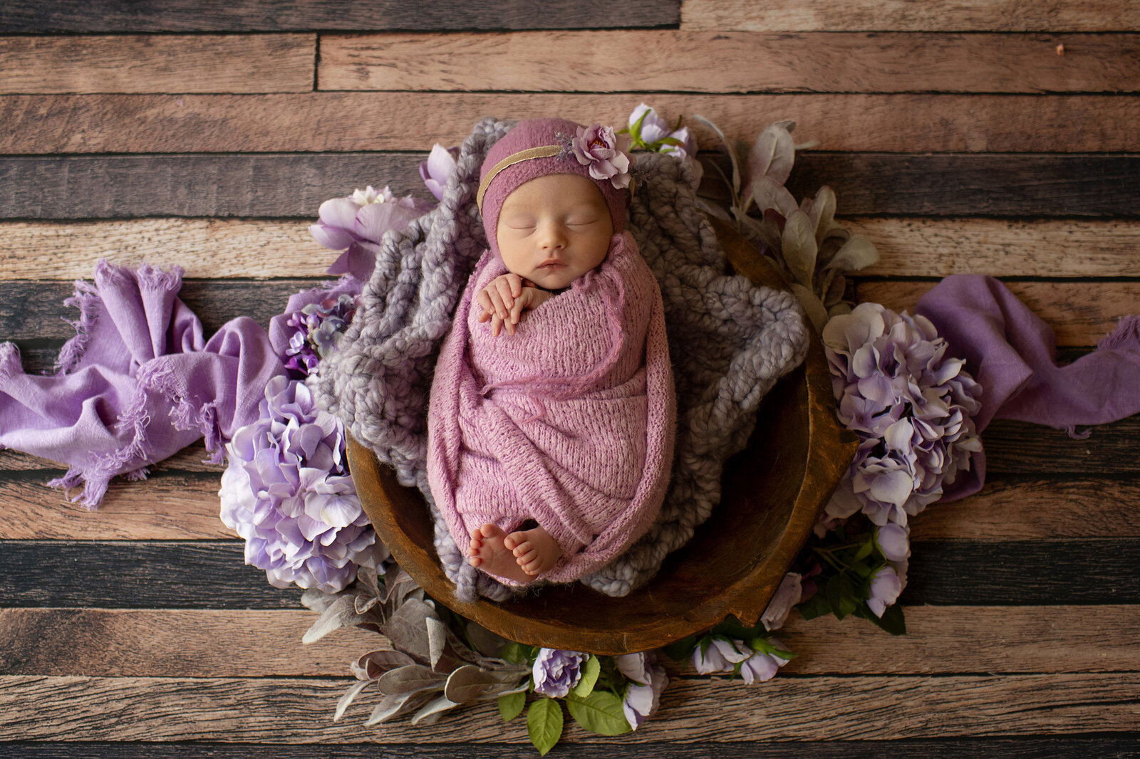 ABQ-newborn-session-with-purple-and-lilac-colors