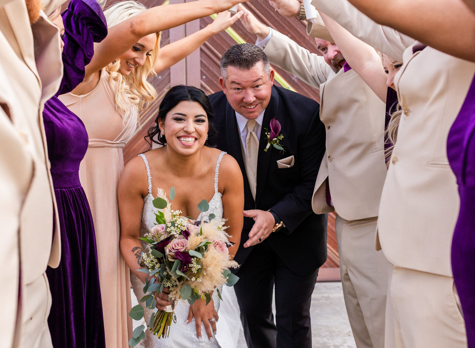 smiling wedding couple