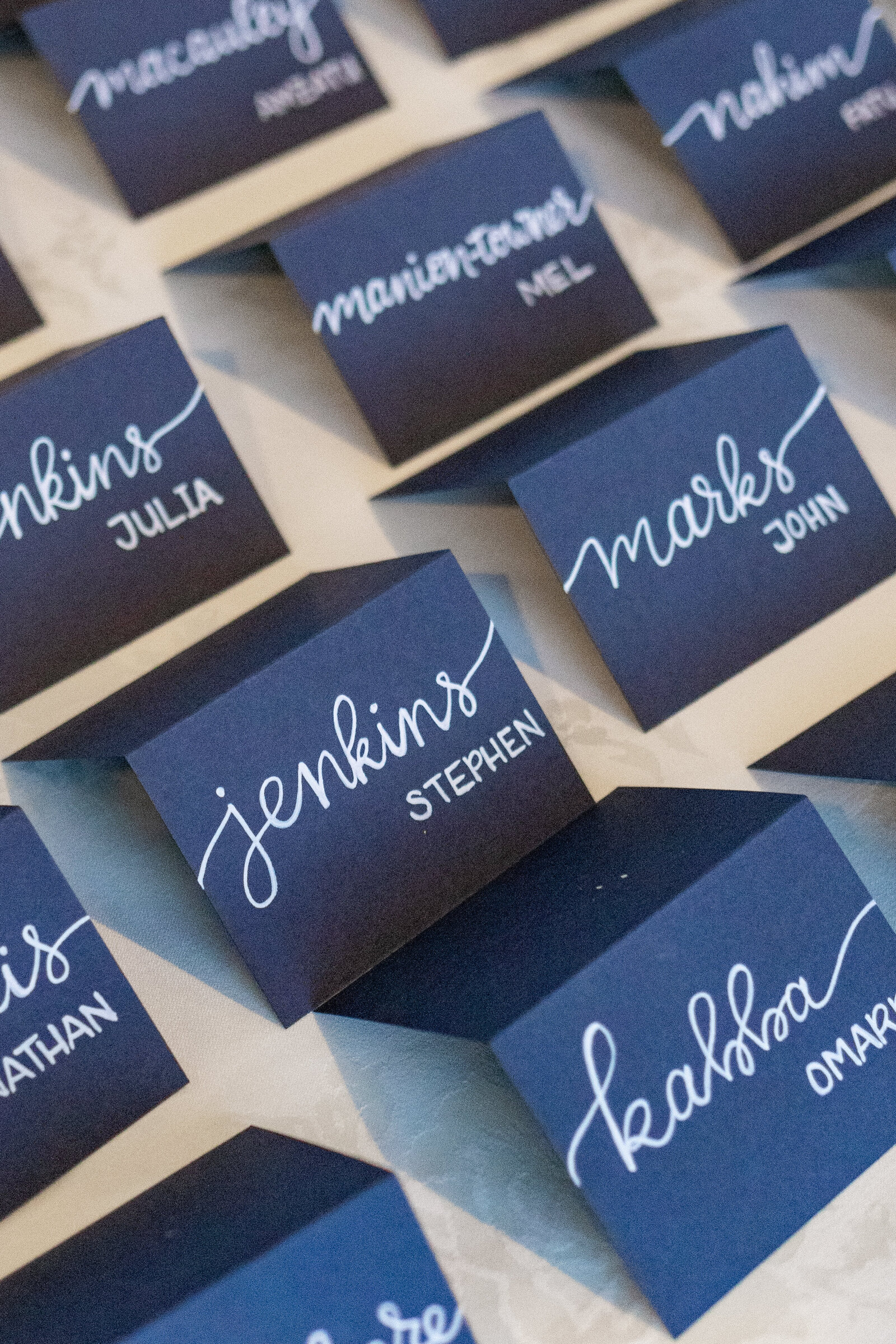 navy blue placecards at the breakers spring lake