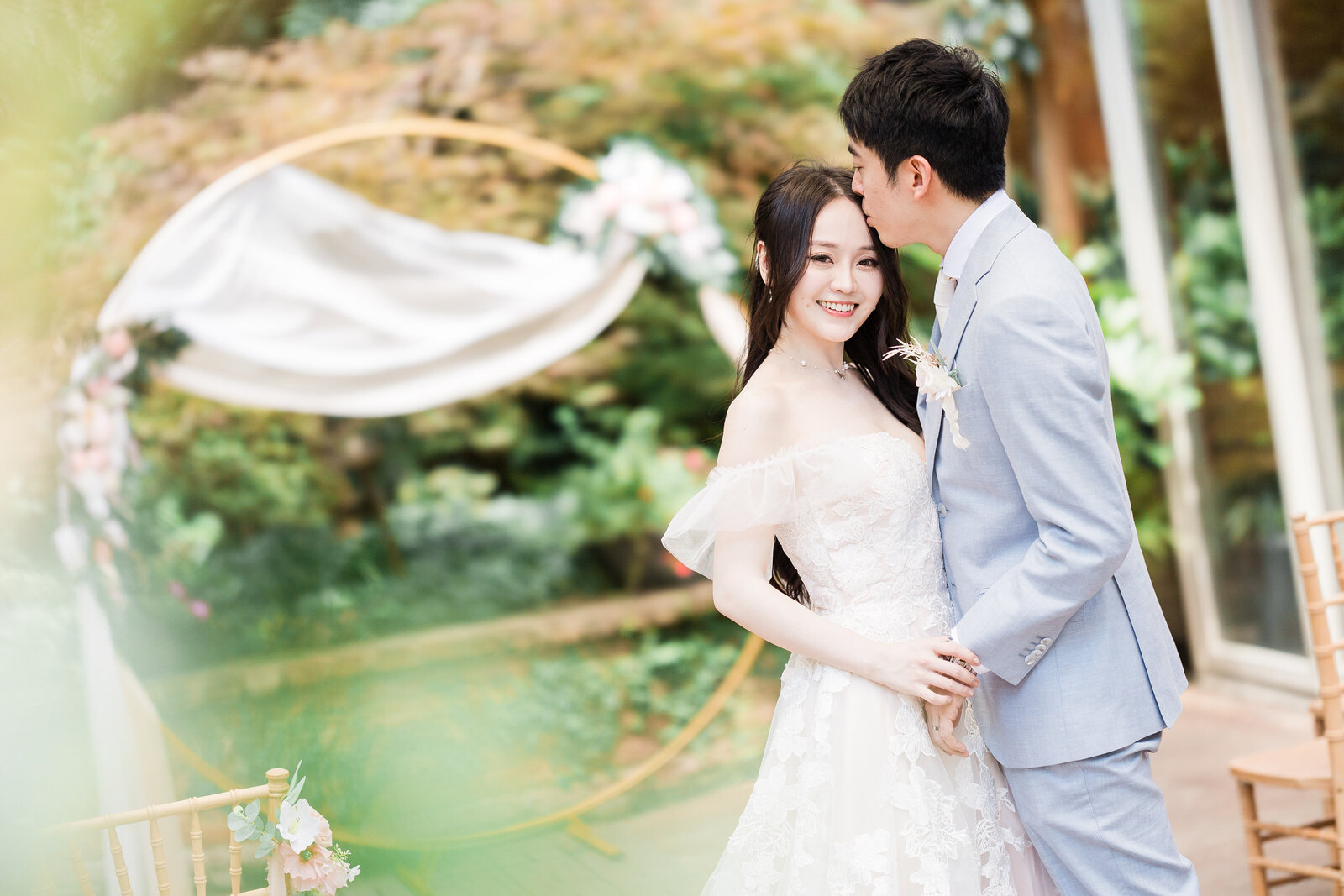 Asian wedding couple portrait