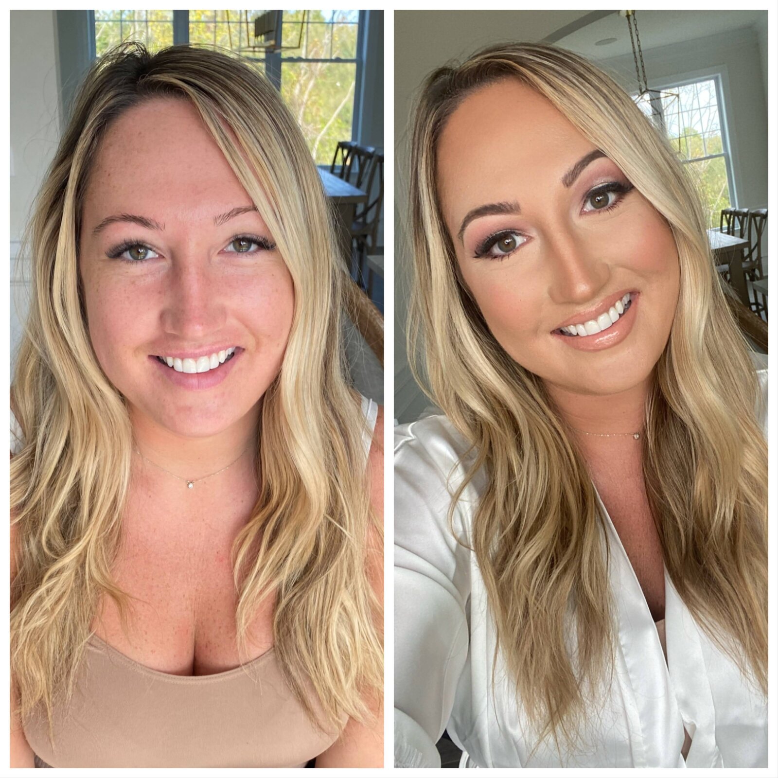 Makeup transformation for bride