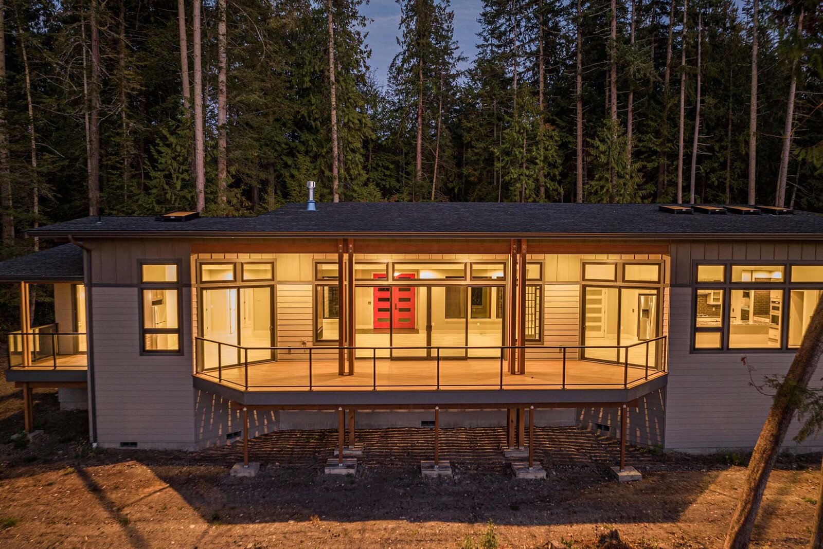 Livingston-Homes-Kelowna-Custom-Build-LaPlume-exterior-twilight-back