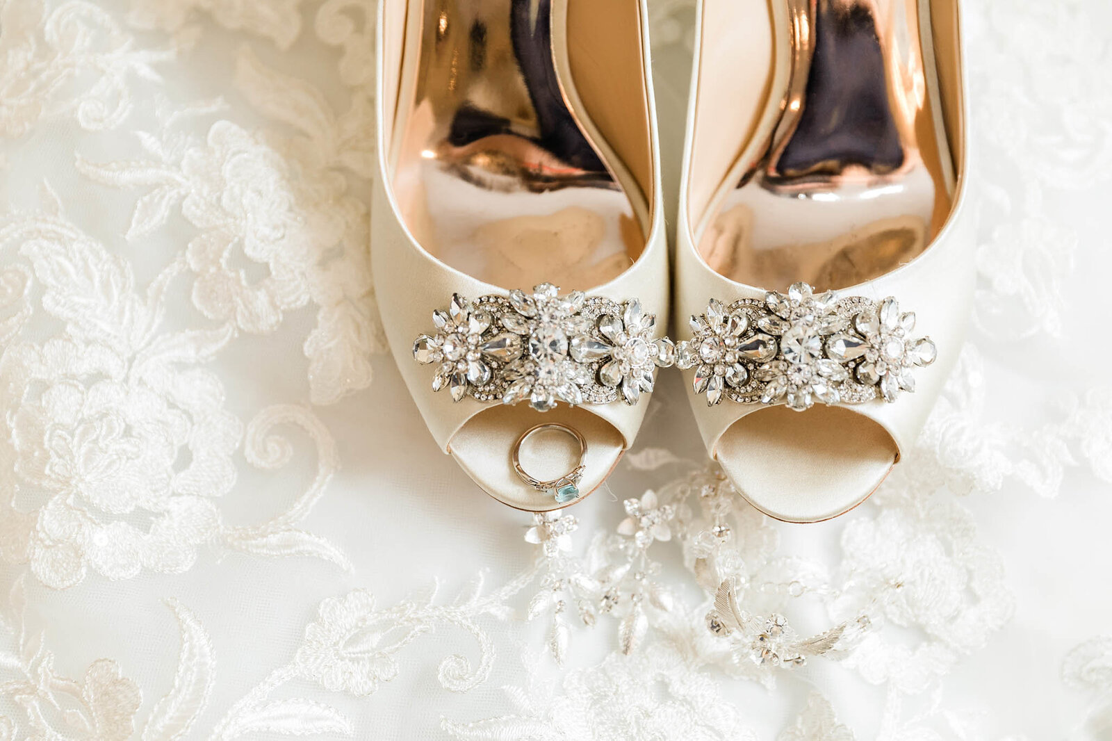 Brides shoes on wedding day