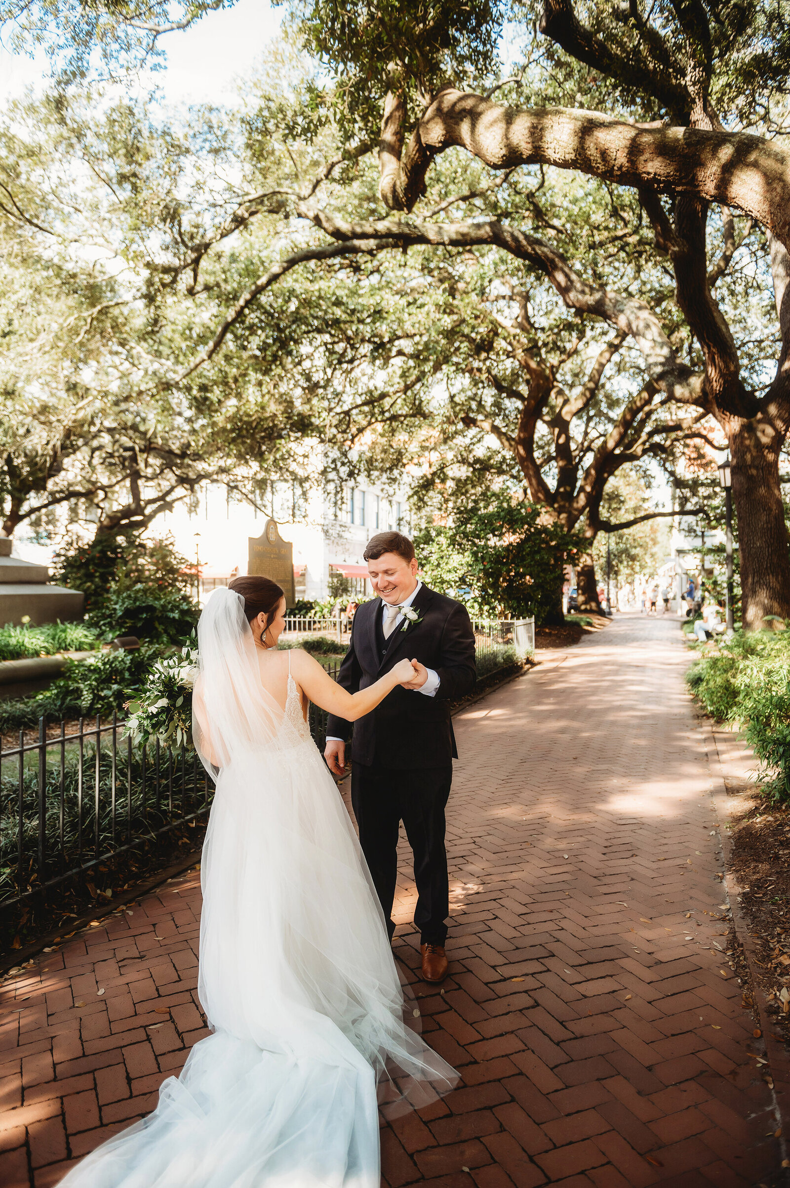 First look with Bride and Groom before their Micro-Wedding in Savannah, Ga.