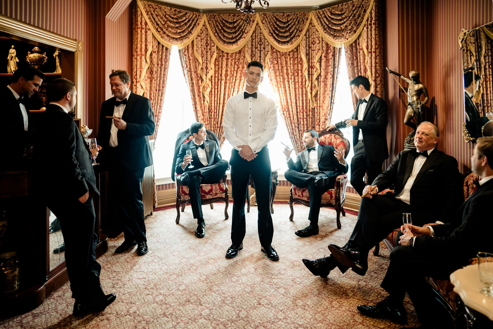 019-Millennium-Moments_Chicago-Wedding-Photographer_Haley-Mansion_Elegant-Classy-Wedding_Groom_Groomsmen