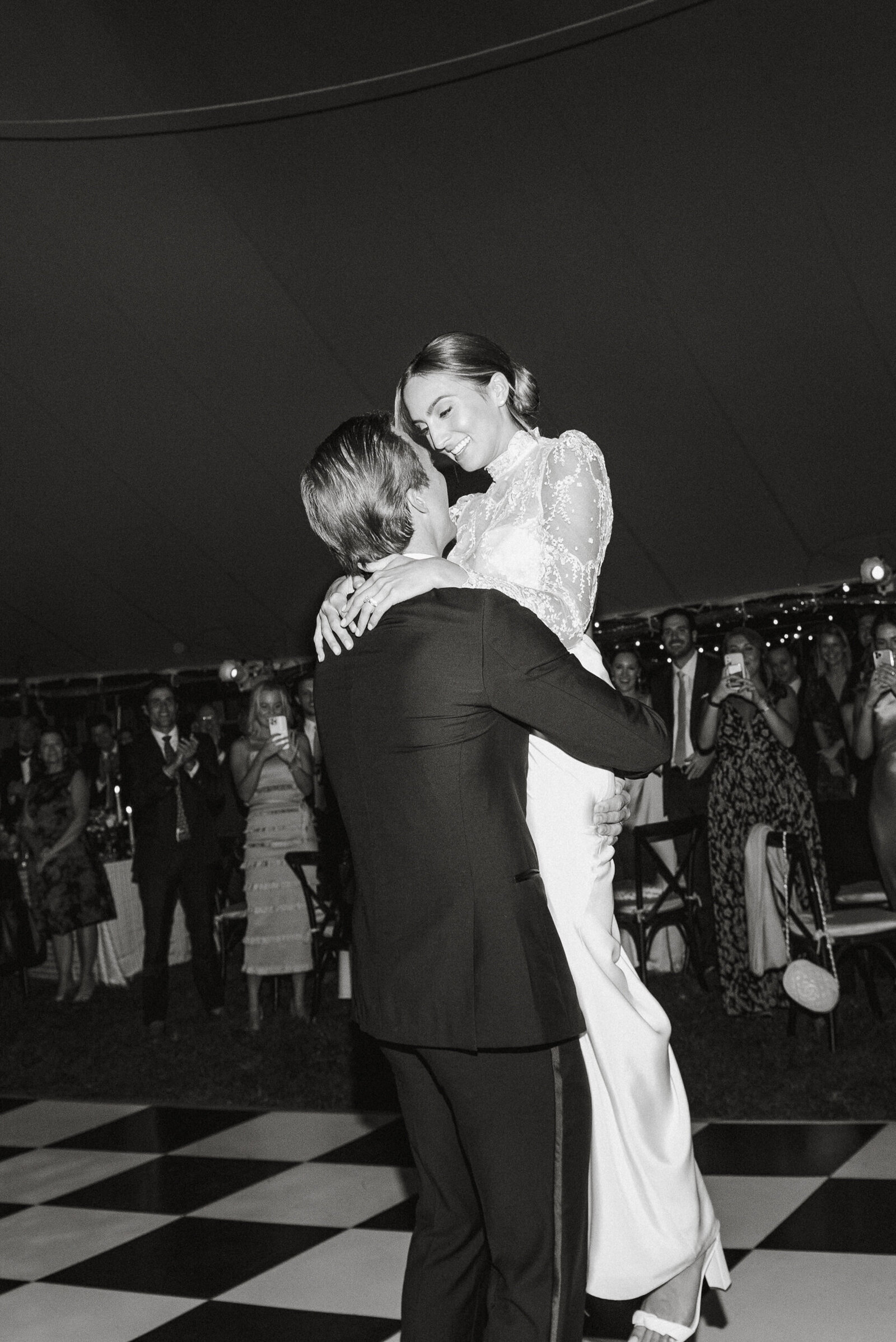 Sweet candid from a Radnor Hunt landing wedding.