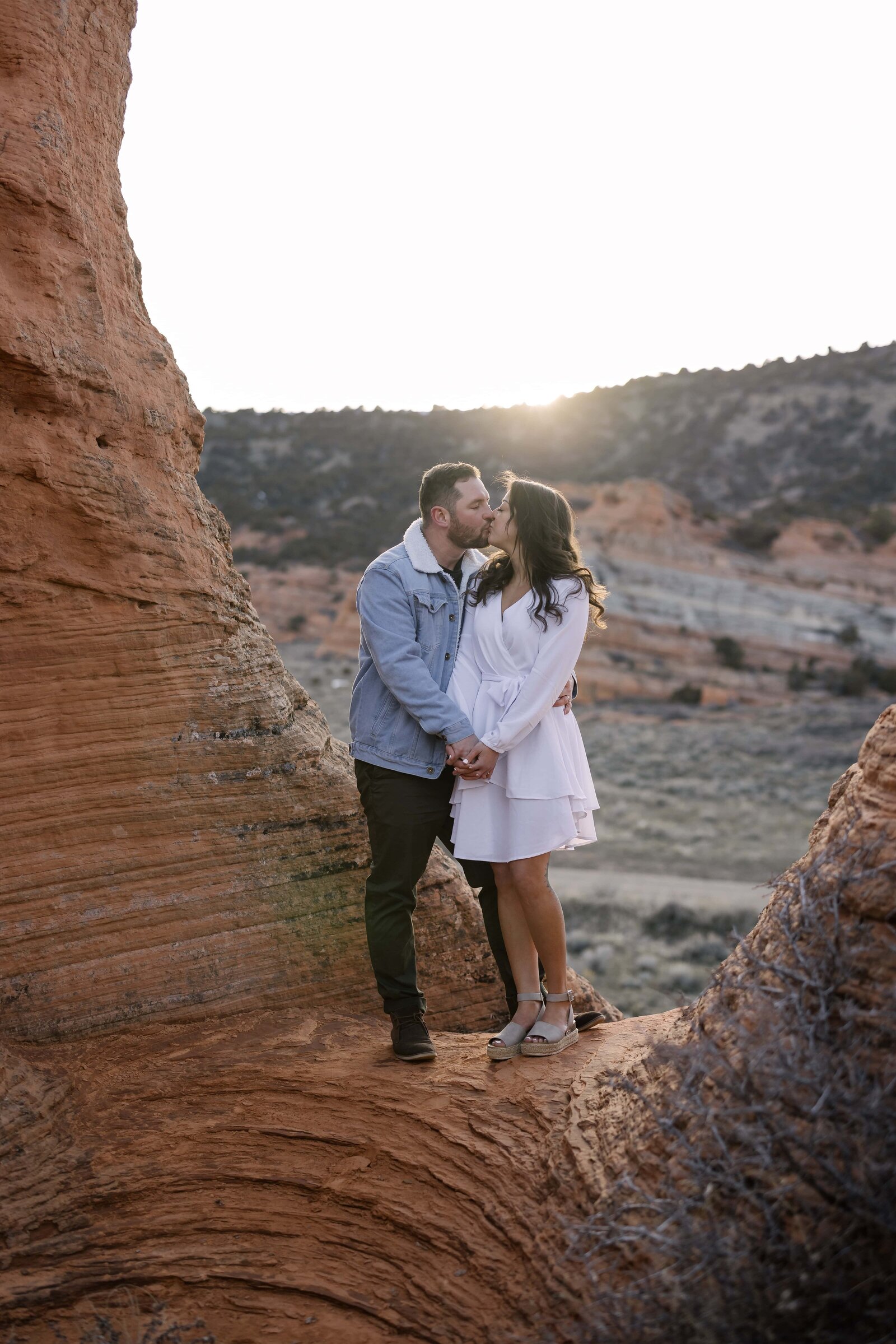 sunset engagements in the high desert of Wyoming