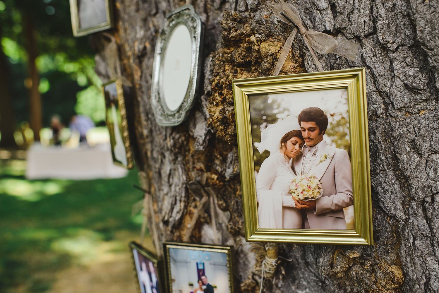 Webb Barn wedding ceremony using pictures to create a family tree