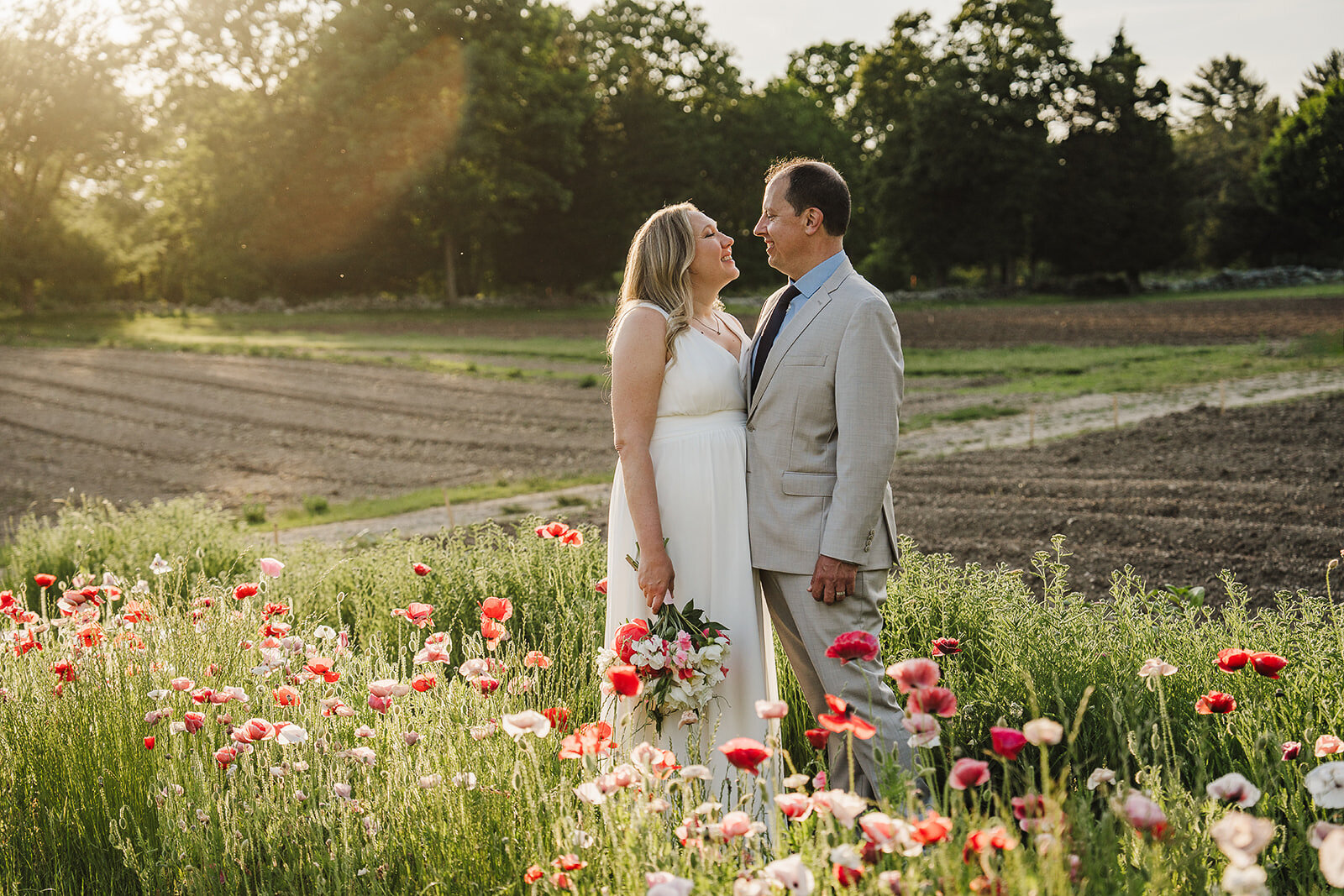 couple elopes on a flower farm in massachusetts