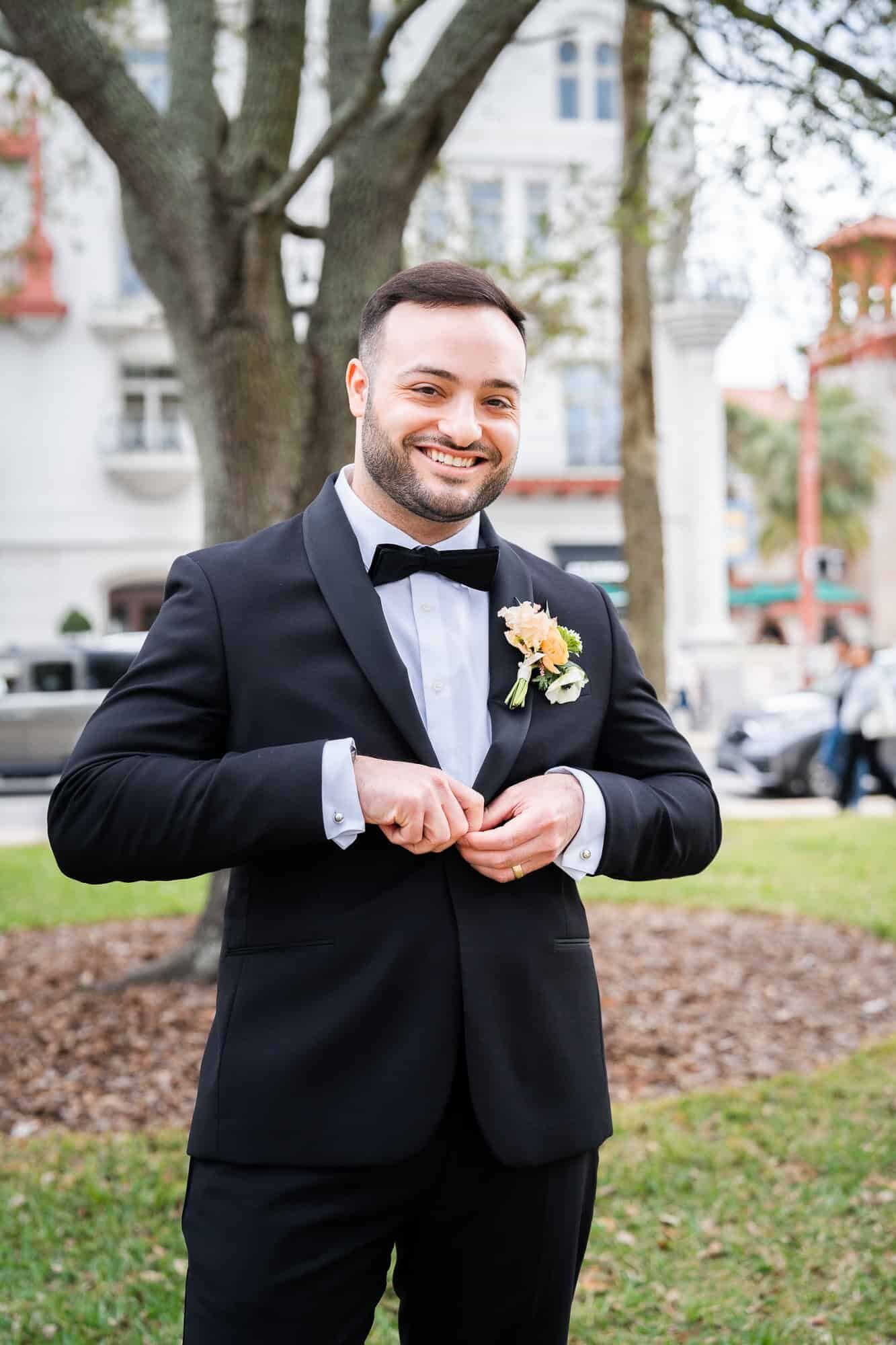 groom portraits at jewish wedding at Casa Monica in St Augustine wedding Venue