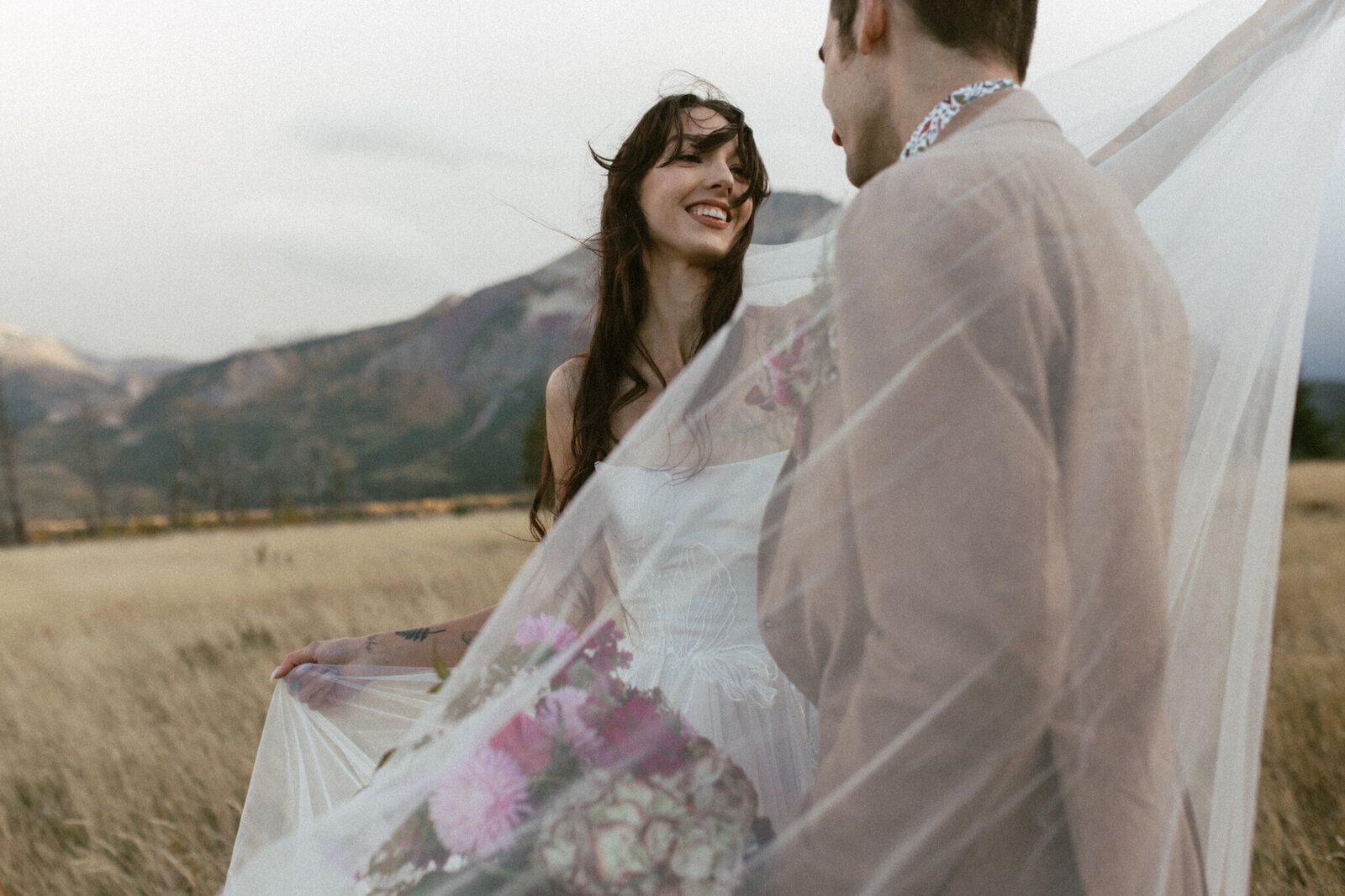 Couple at their wedding in Alberta