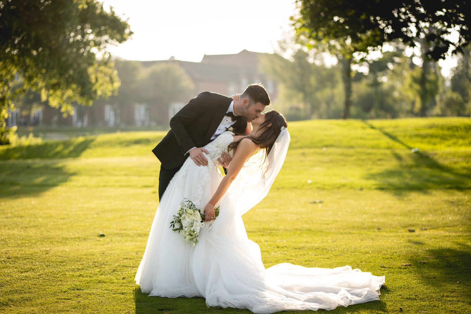 Gorgeous shot of Charlotte & Nathan on Formby Hall Golf Club