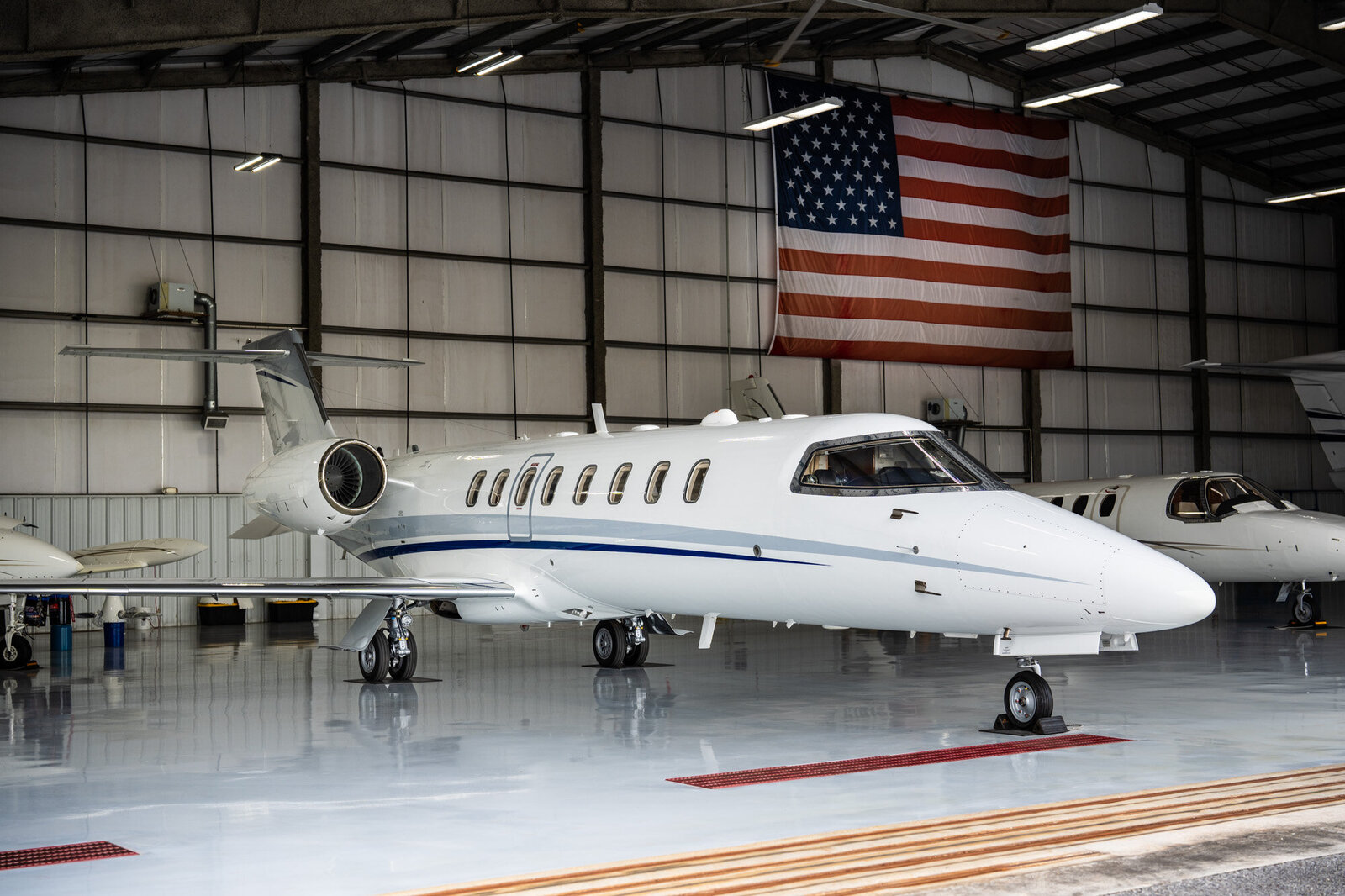 Learjet 45 in Louisiana aircraft hangar