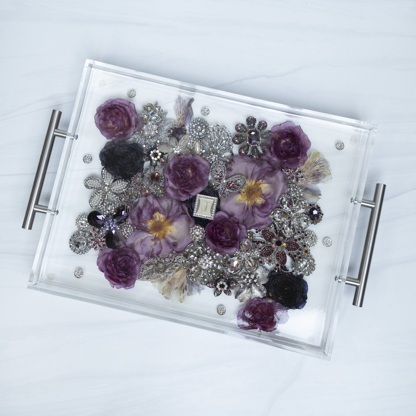 tray broach charm silver purple alstro Chelsea