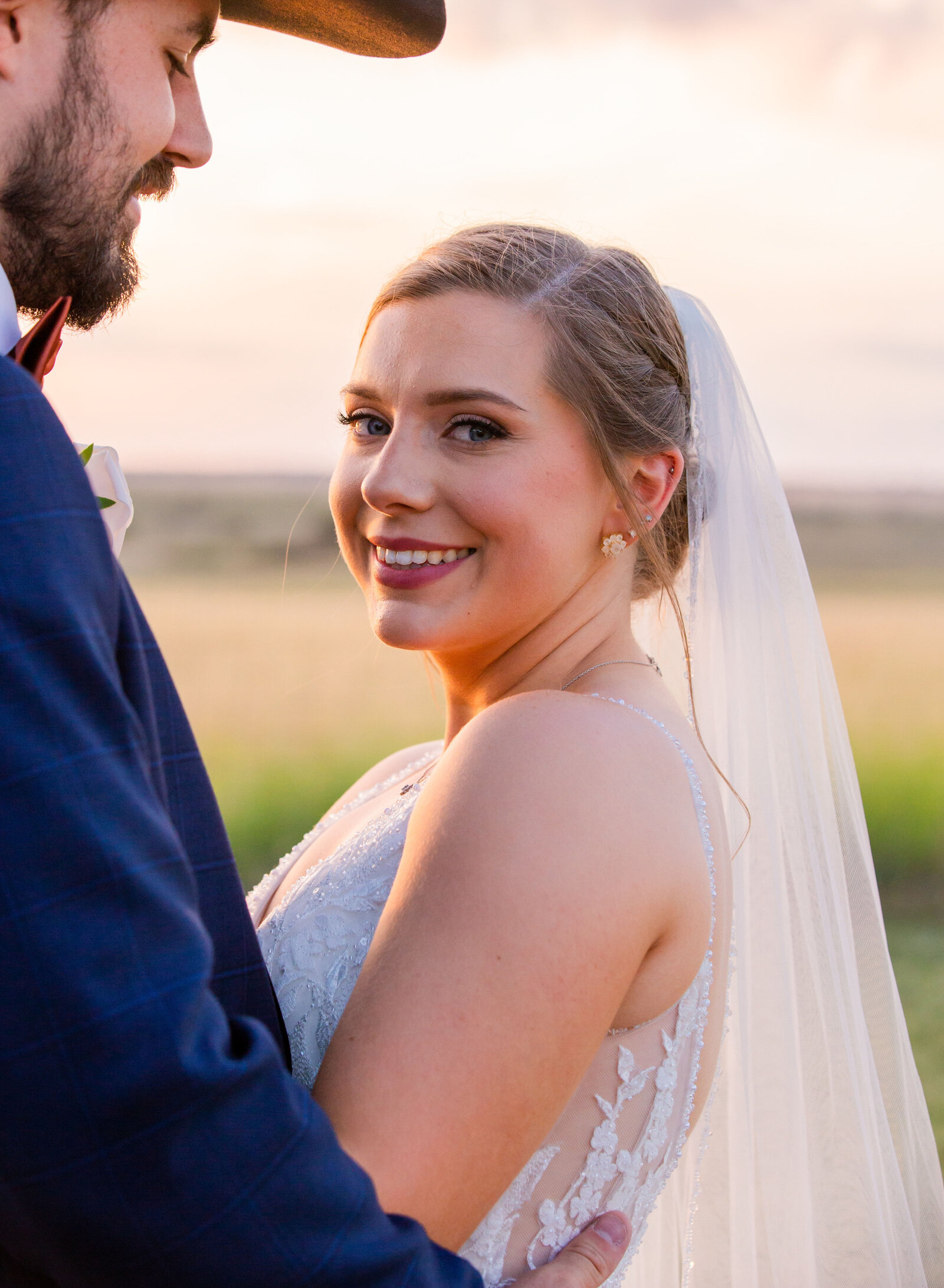 bride looking at camera smiling
