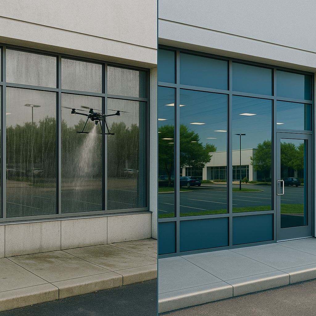Window Storefront Powerwash Drone Pros