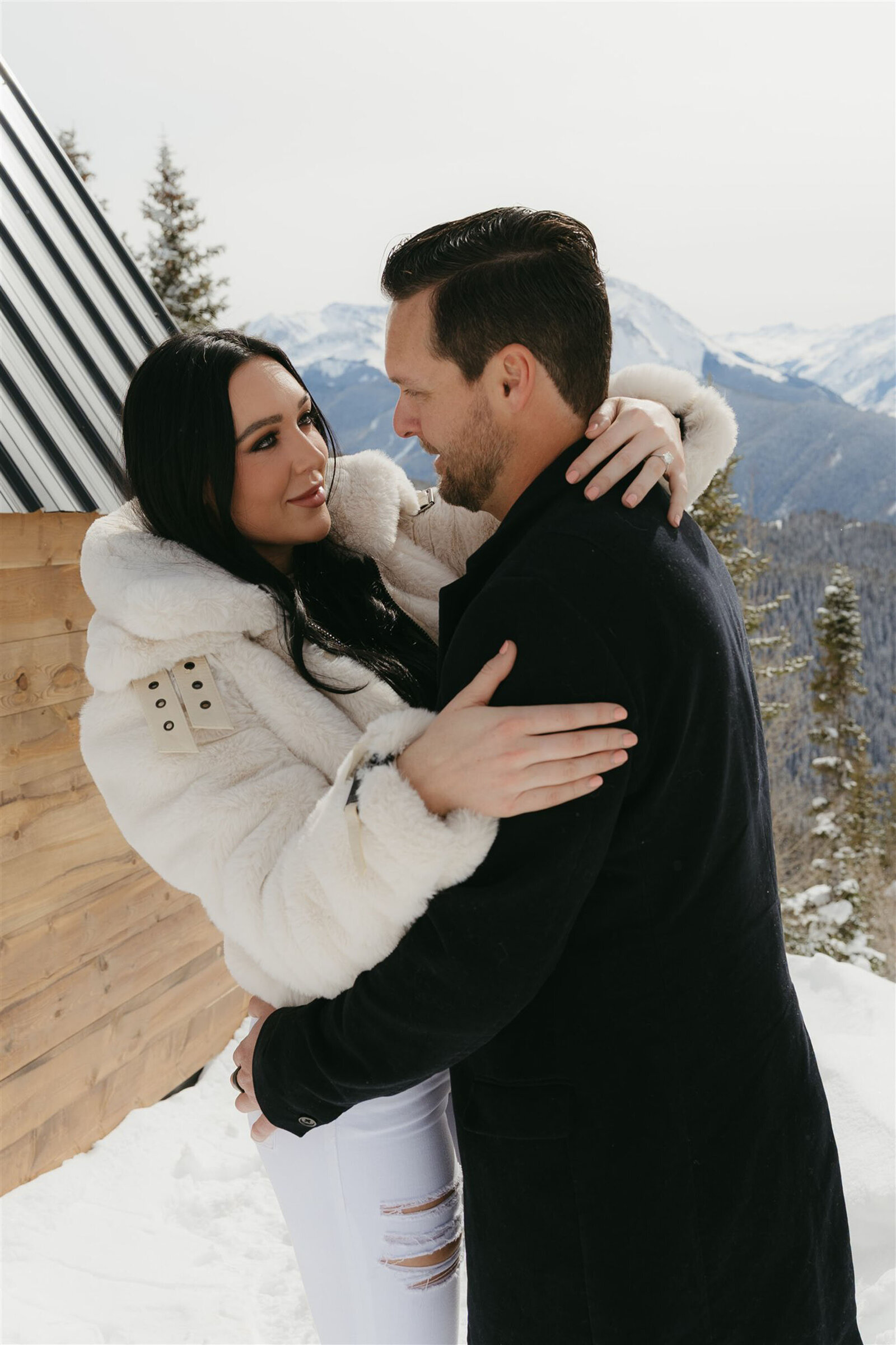 Aspen winter engagement photography on Ajax Mountain