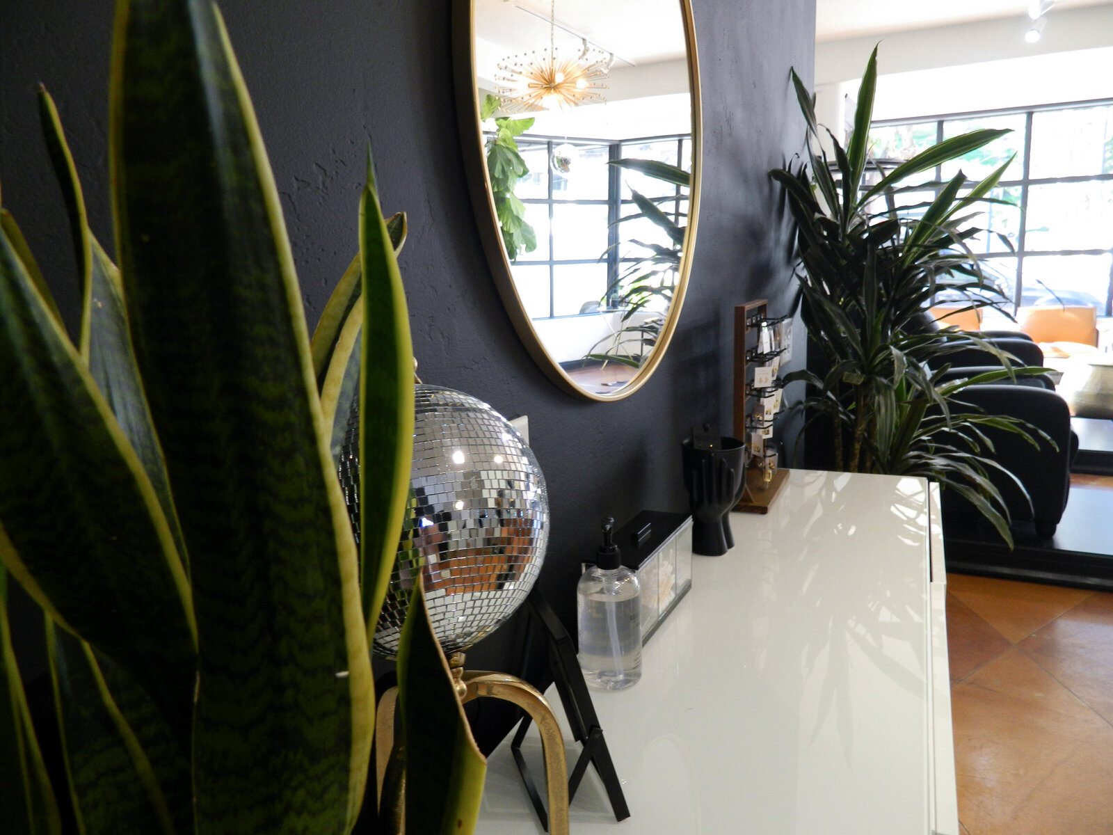 A photo of the reception area of Wilde Beauty Co. in San Diego, showcasing the warm and welcoming ambiance of our salon and the friendly staff that greets clients upon arrival.