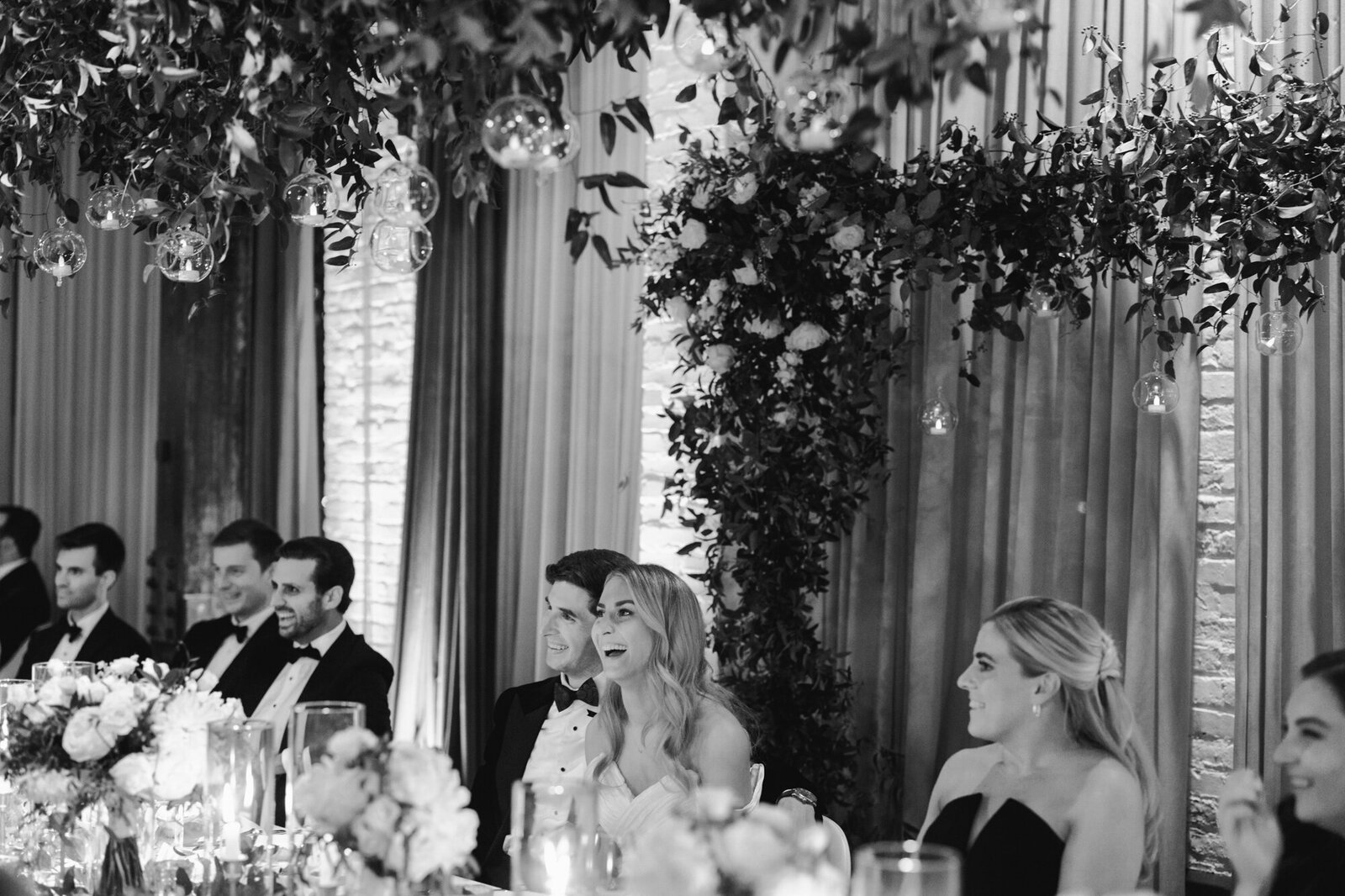 A candid wedding reception photo at the Dalcy in Chicago