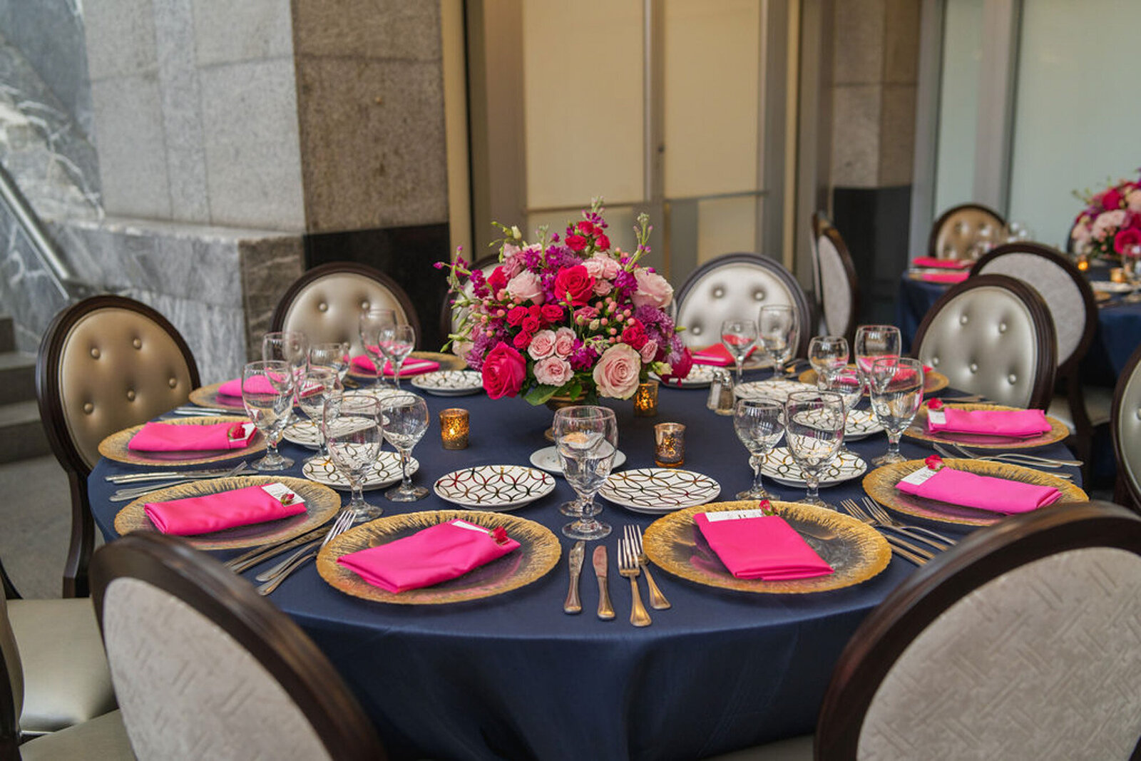 pink wedding reception layout