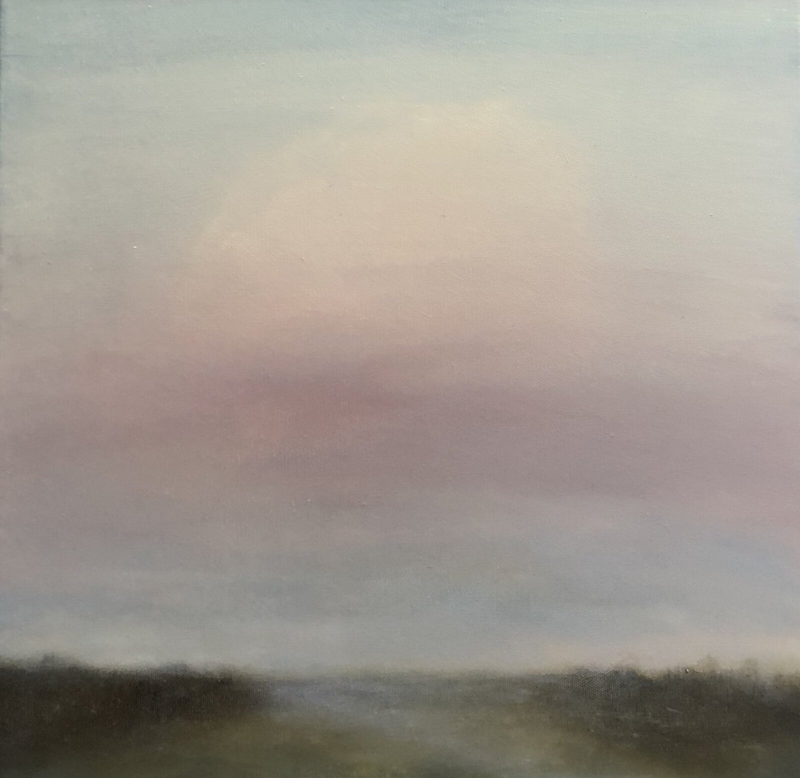 Oil painting by Jane Mishkind with pinkish sky