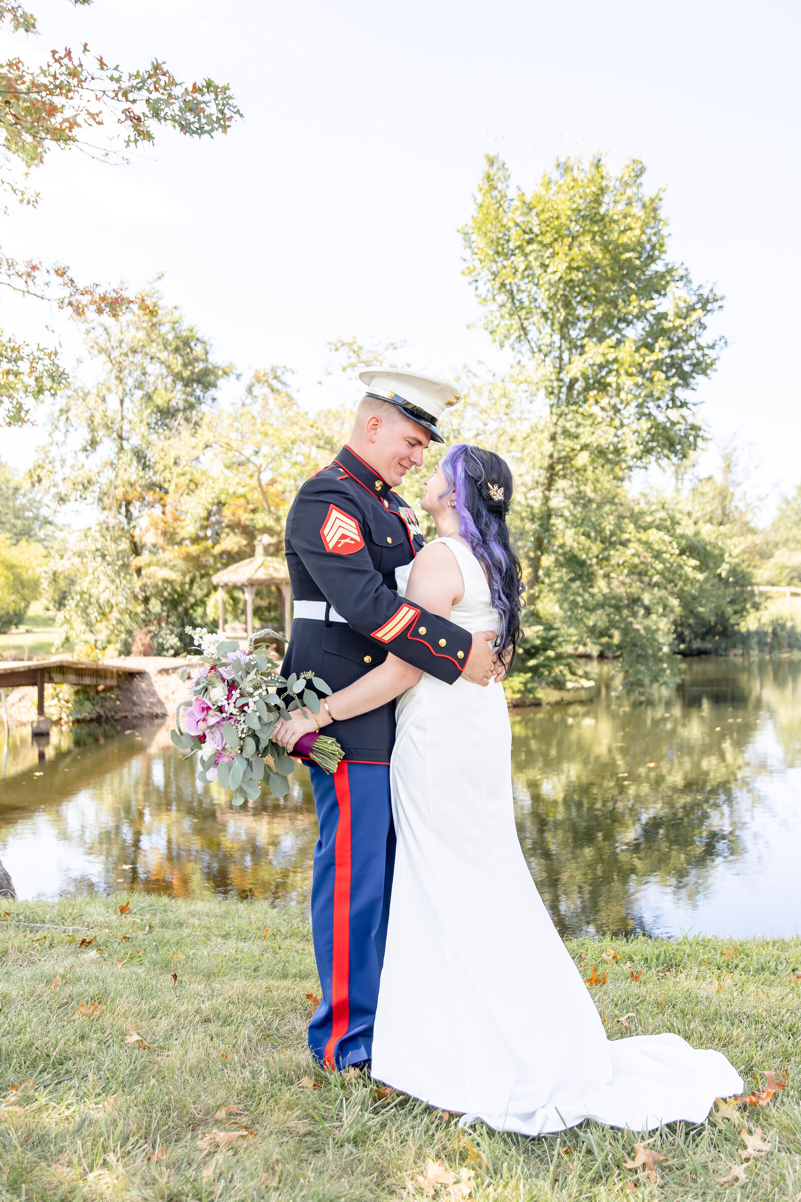 military groom and his bride