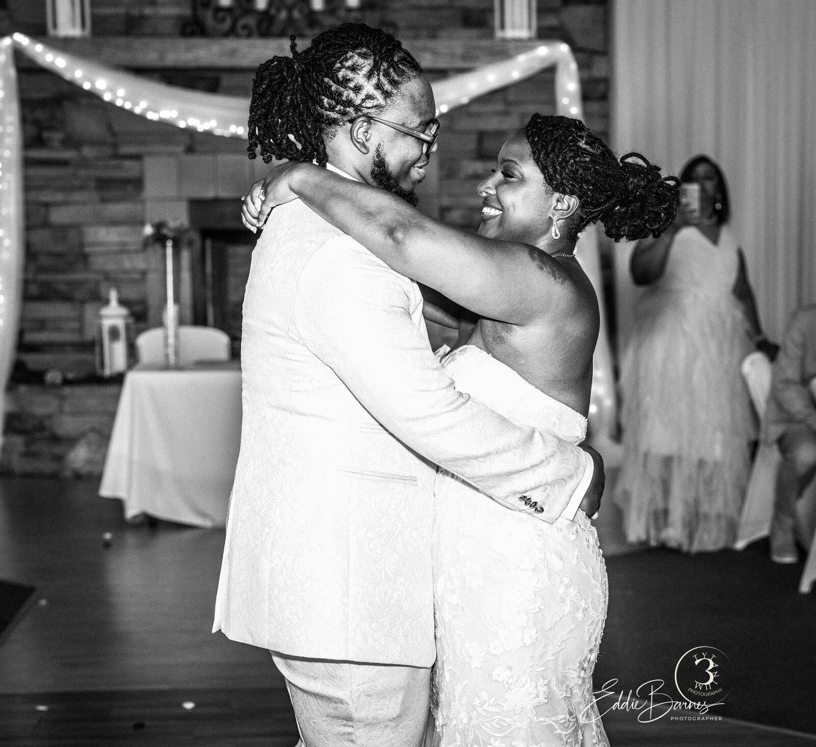 Husband and Wife dancing after wedding