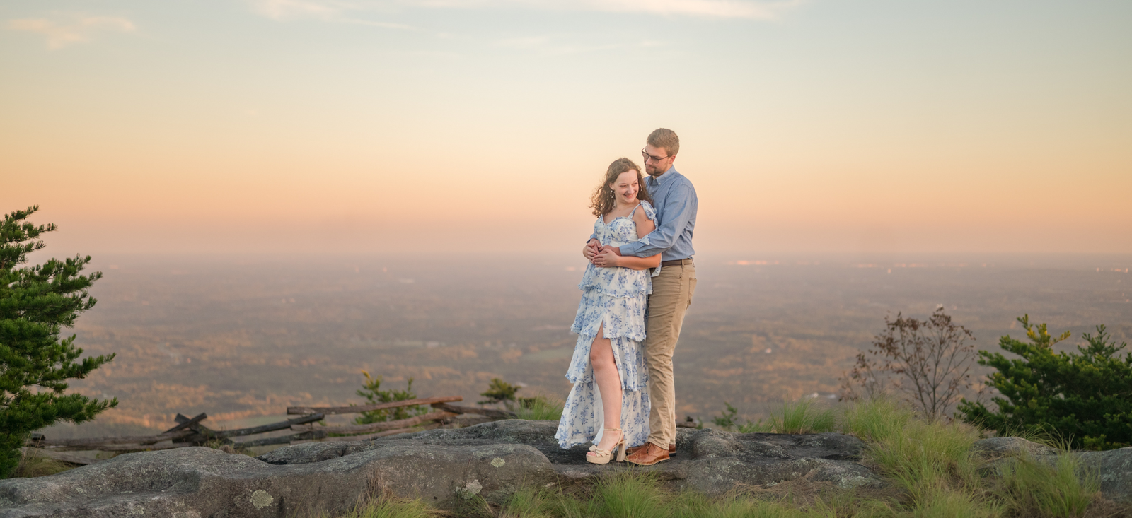 Three collage photos of a low country bride and groom. Left photo is a close up of the bouquet with the couple blurred behind. The middle image is full length with spanish moss hanging. The third image is of the bride laughing.
