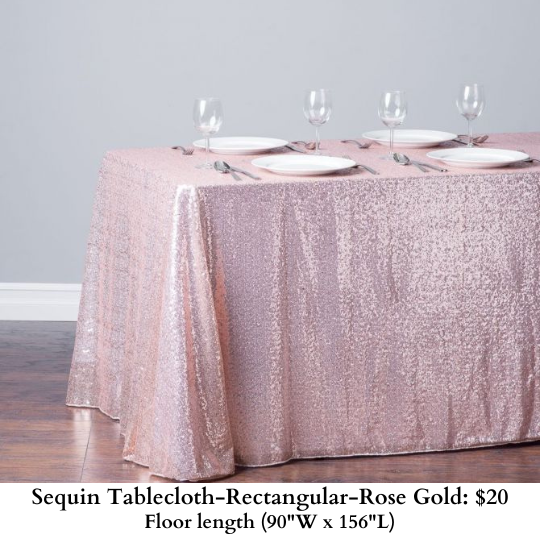 Sequin Tablecloth-Rectangular-Rose Gold-693